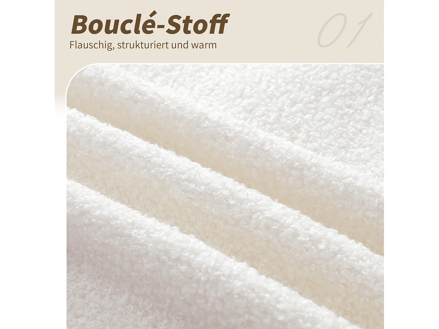 Gepolstertes Kinderbett 90 x 200 cm mit gepolstertem Wolkenkopfteil und abgerundeten Ecken - Bouclé - Beige (Matratze nicht im Lieferumfang enthalten)
