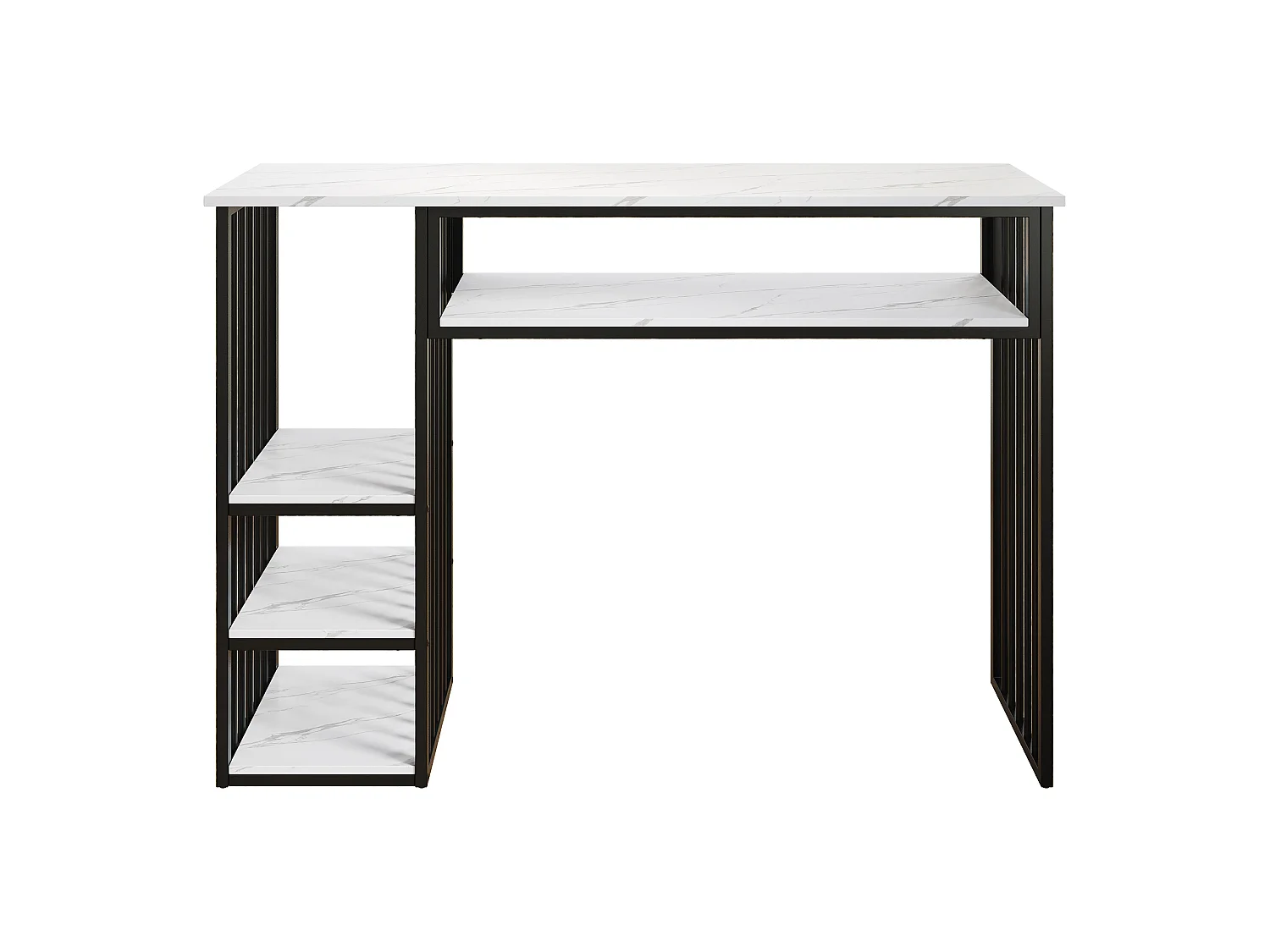 Tavolo da Bar con Ripiano 140x40x105cm - Mangiastare in Piedi con Ripiani Laterali & Piedini in Metallo - Stile Moderno - Nero