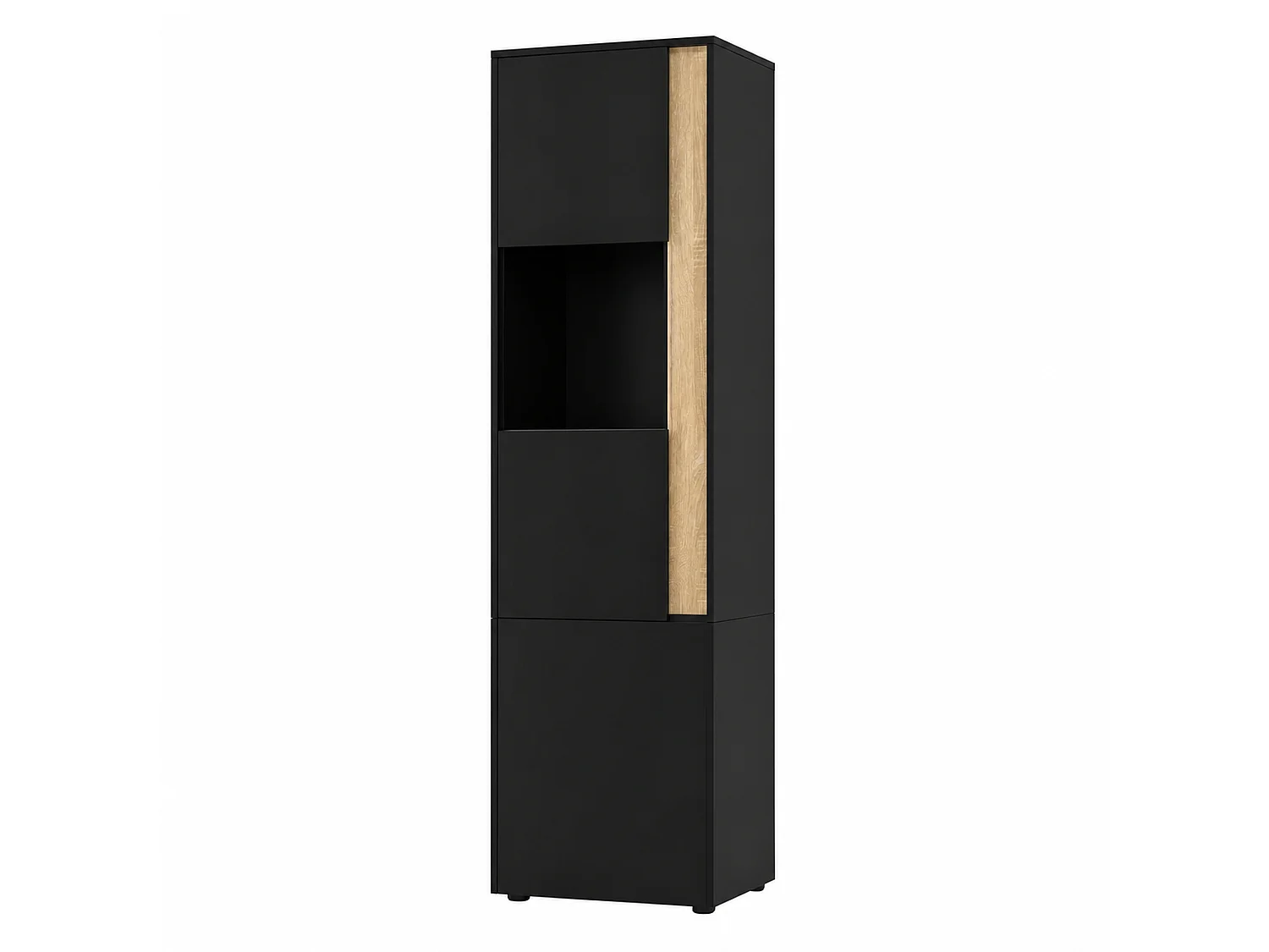 Vitrine 50x40x179cm - avec éclairage LED - avec 2 portes - Étagères réglables - Noir+Naturel