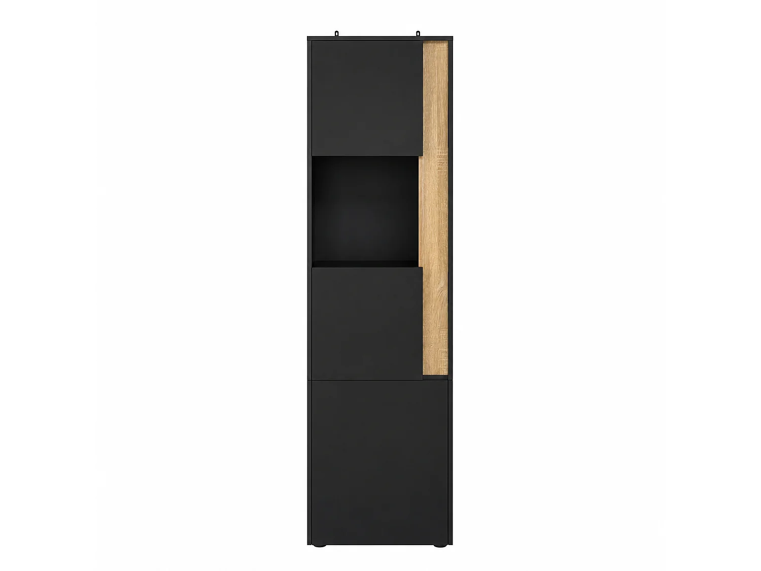 Vitrine 50x40x179cm - avec éclairage LED - avec 2 portes - Étagères réglables - Noir+Naturel