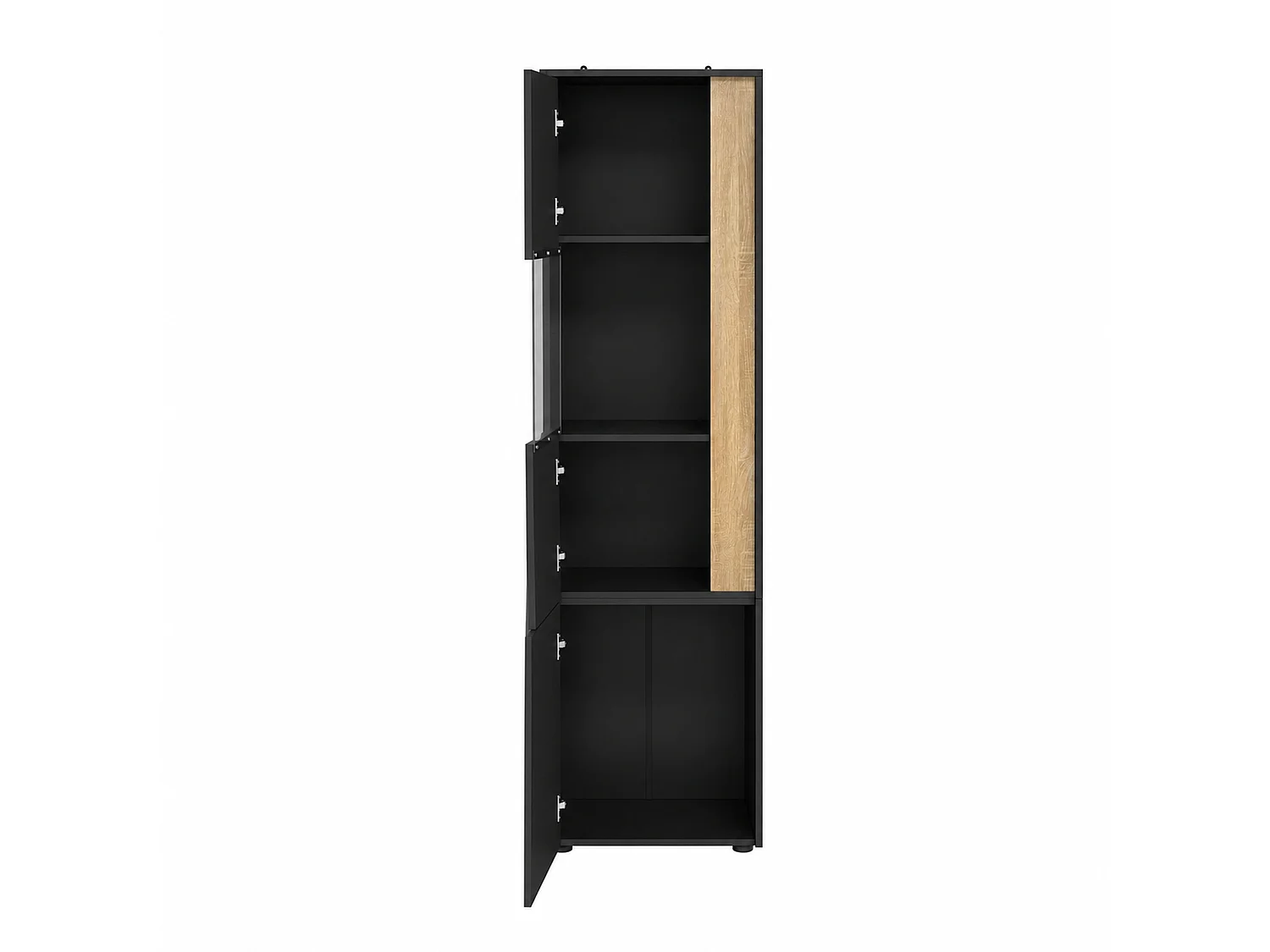 Vitrine 50x40x179cm - avec éclairage LED - avec 2 portes - Étagères réglables - Noir+Naturel