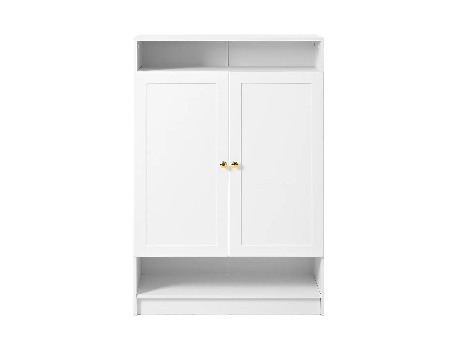 Moderne schoenenkast met 4 deuren en verstelbare planken - 146 x 34 x 109 cm - Spaanplaat - Wit