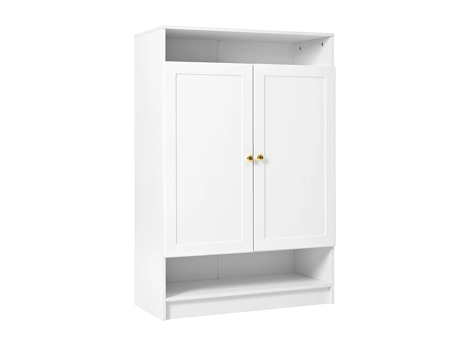 Moderne schoenenkast met 4 deuren en verstelbare planken - 146 x 34 x 109 cm - Spaanplaat - Wit