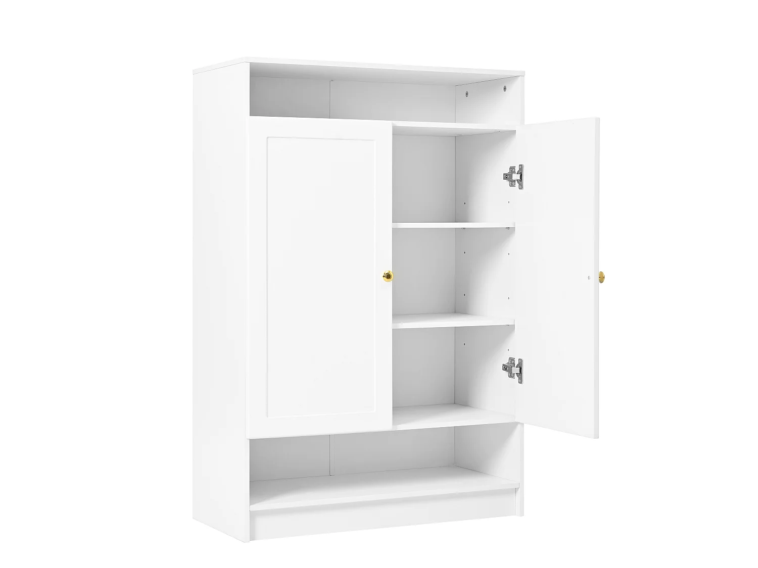 Moderne schoenenkast met 4 deuren en verstelbare planken - 146 x 34 x 109 cm - Spaanplaat - Wit