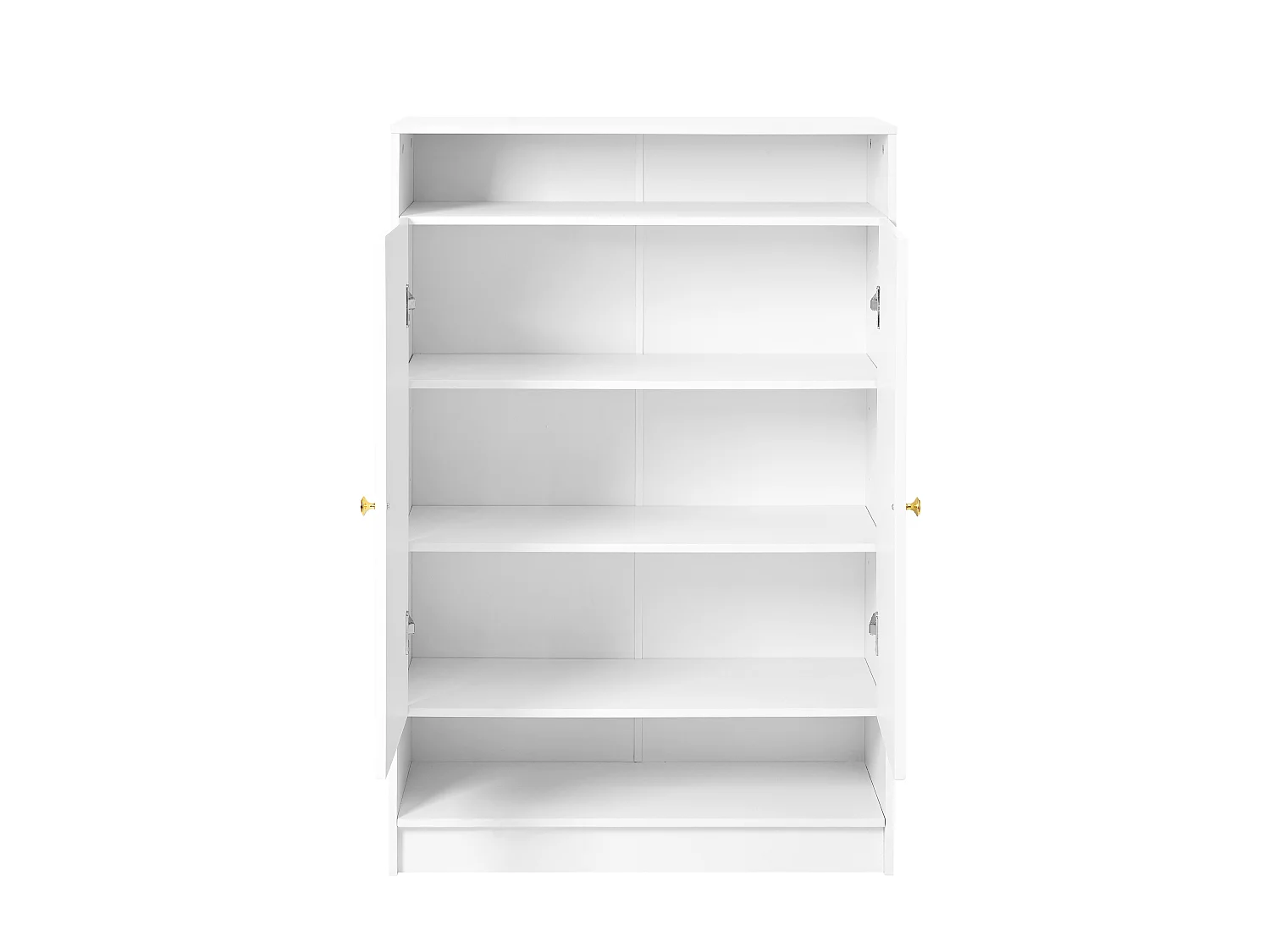Moderne schoenenkast met 4 deuren en verstelbare planken - 146 x 34 x 109 cm - Spaanplaat - Wit