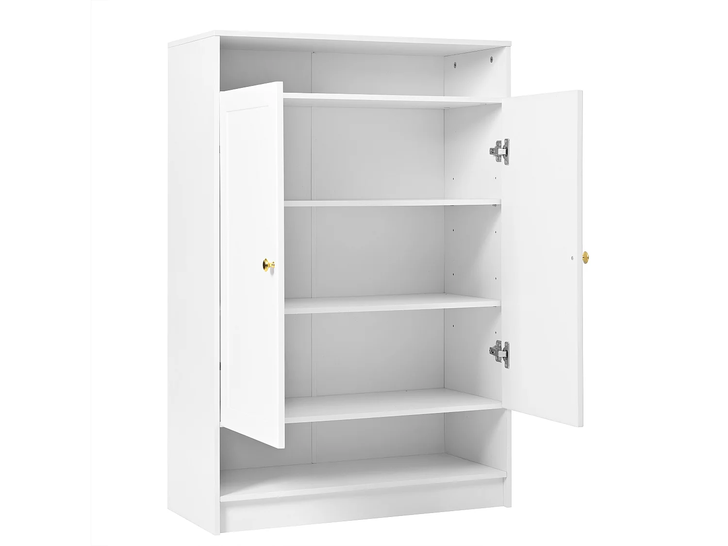 Moderne schoenenkast met 4 deuren en verstelbare planken - 146 x 34 x 109 cm - Spaanplaat - Wit