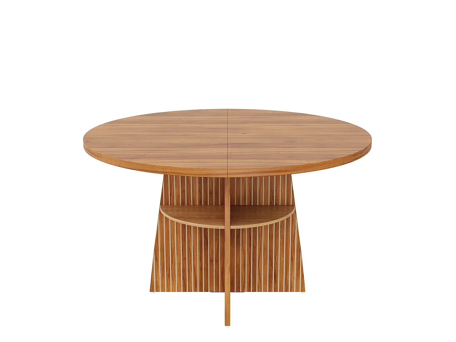 Mesa de Comedor Redonda Extensible 110-150x110x77.5cm - Mesa de Cocina para 2-8 Personas con Tablero Ovalado Deslizante & Estante Inferior - Nogal