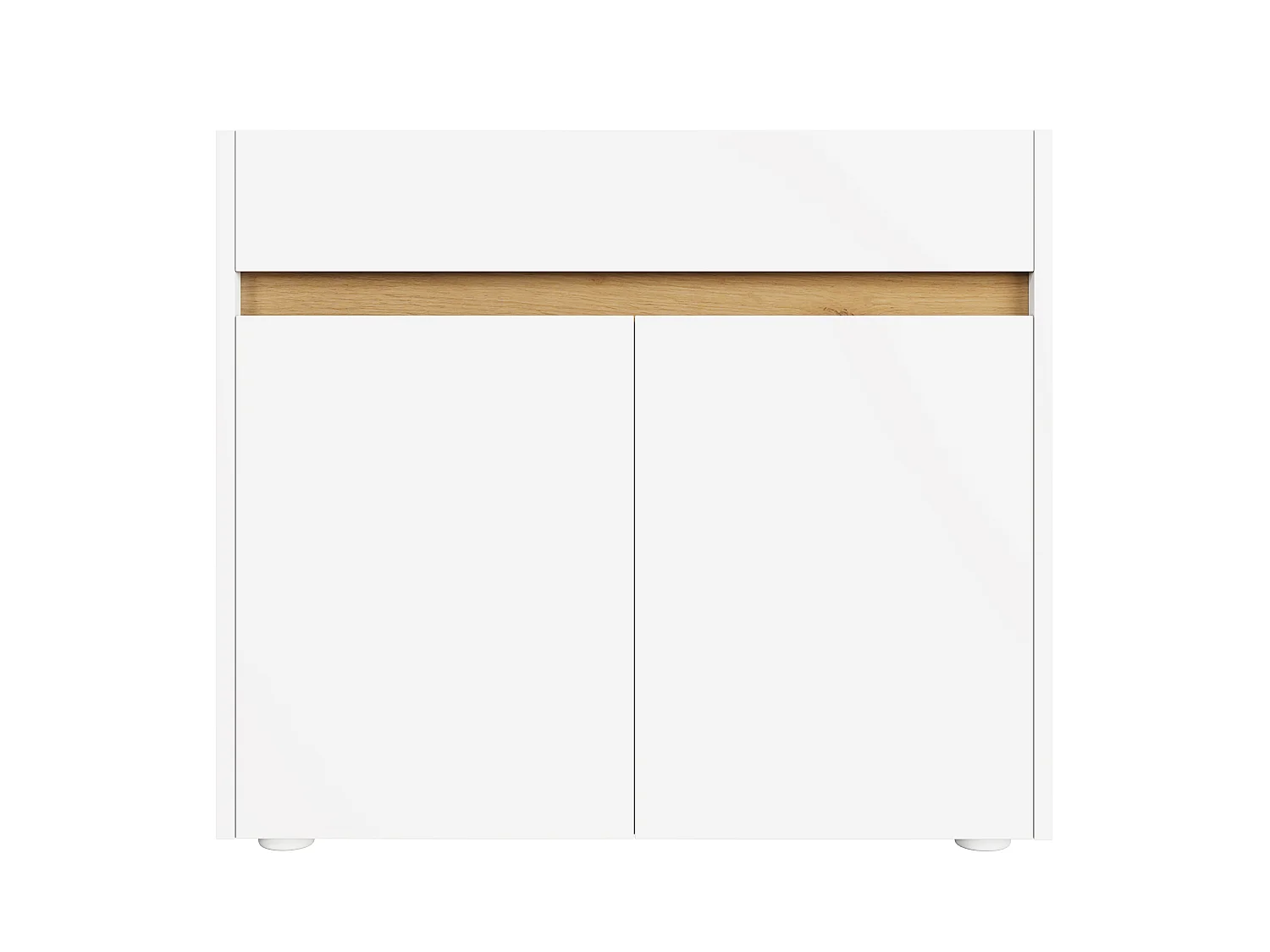 Buffet/Classeur 80x40x70 cm - 1 tiroir et 2 portes - Étagères réglables - Meuble de rangement - Panneaux de particules - Blanc