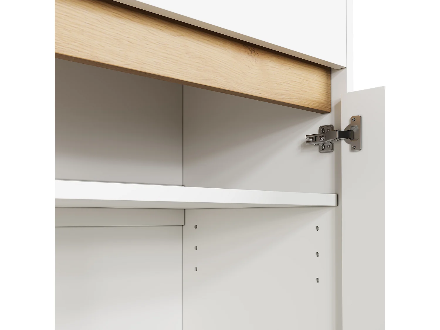 Buffet/Classeur 80x40x70 cm - 1 tiroir et 2 portes - Étagères réglables - Meuble de rangement - Panneaux de particules - Blanc