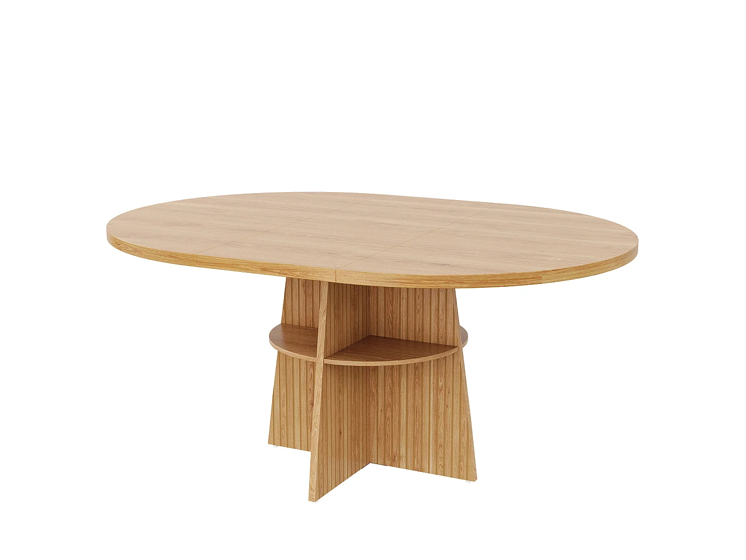 Runder Ausziehbarer Esstisch 110-150x110x77,5cm - Küchentisch für 2-8 Personen mit ovaler Schiebeplatte & unterem Regal - Braun