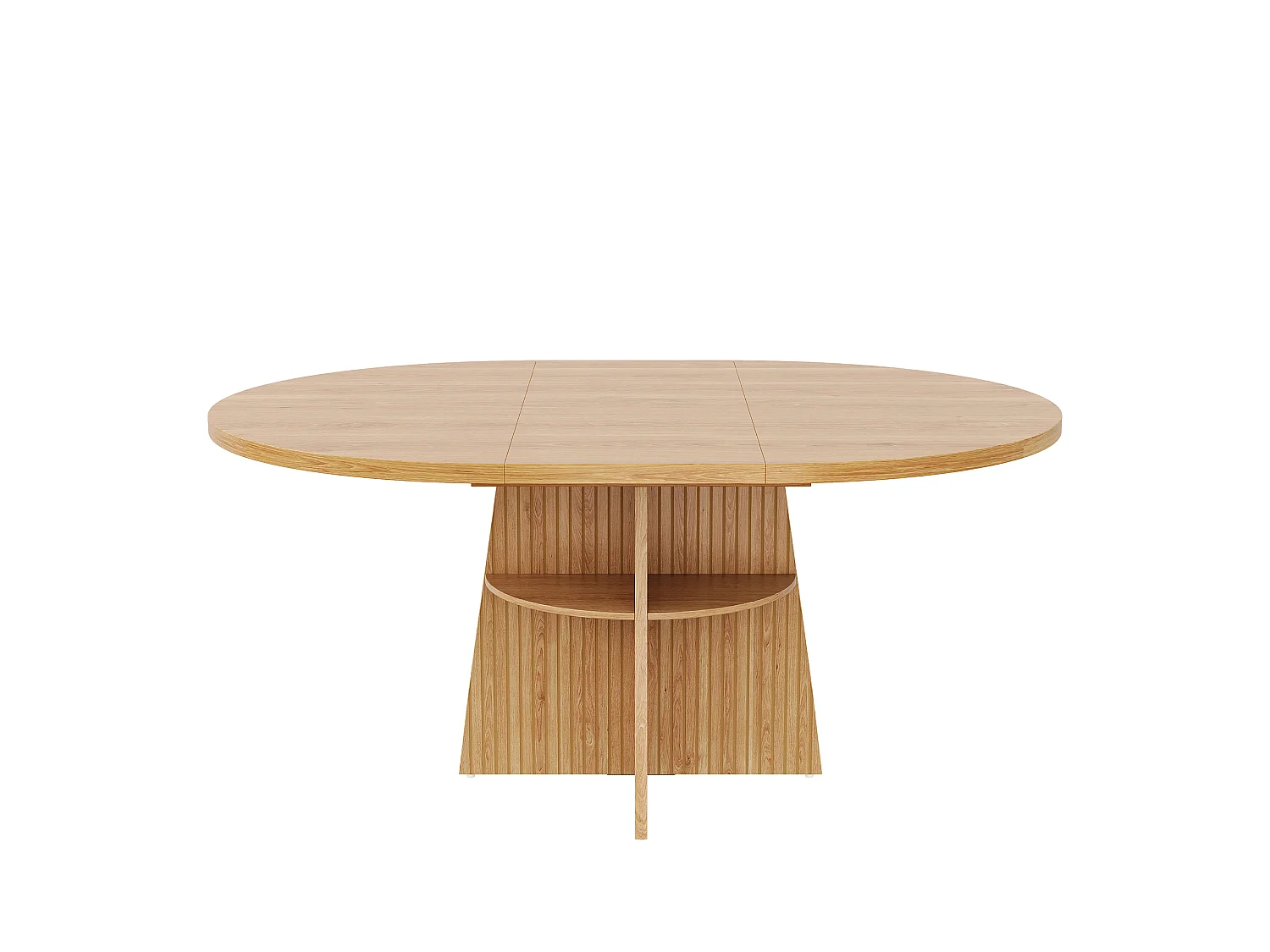 Runder Ausziehbarer Esstisch 110-150x110x77,5cm - Küchentisch für 2-8 Personen mit ovaler Schiebeplatte & unterem Regal - Braun