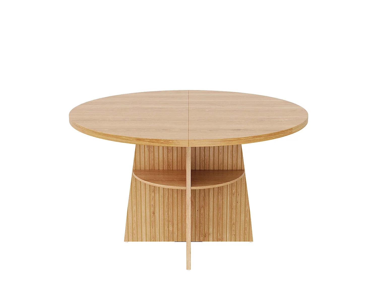 Runder Ausziehbarer Esstisch 110-150x110x77,5cm - Küchentisch für 2-8 Personen mit ovaler Schiebeplatte & unterem Regal - Braun