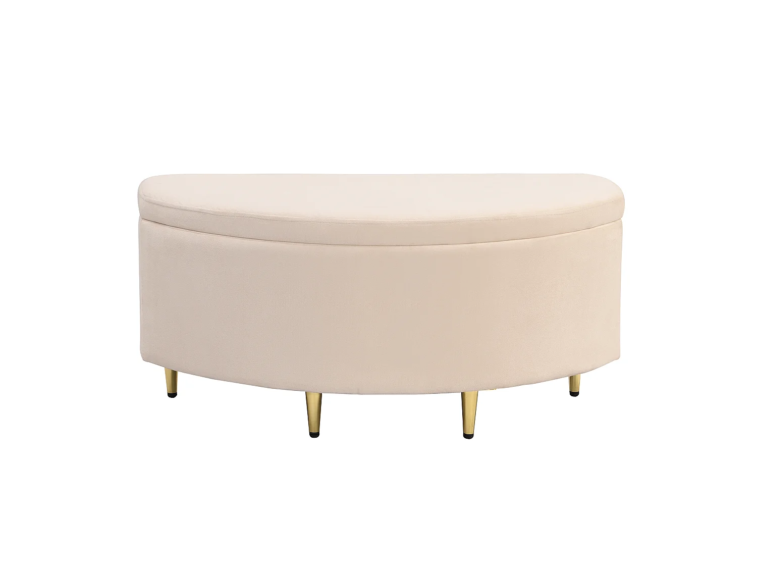Banc coffre de rangement en velours - 90 x 40 x 42 cm - Pieds en métal - Beige