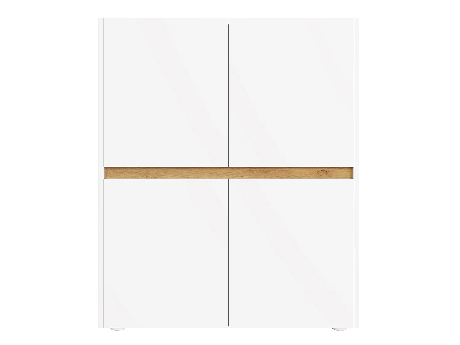 Buffet/Classeur moderne 90x40x110 cm - 4 portes et étagères réglables - Panneaux de particules - Blanc+naturel