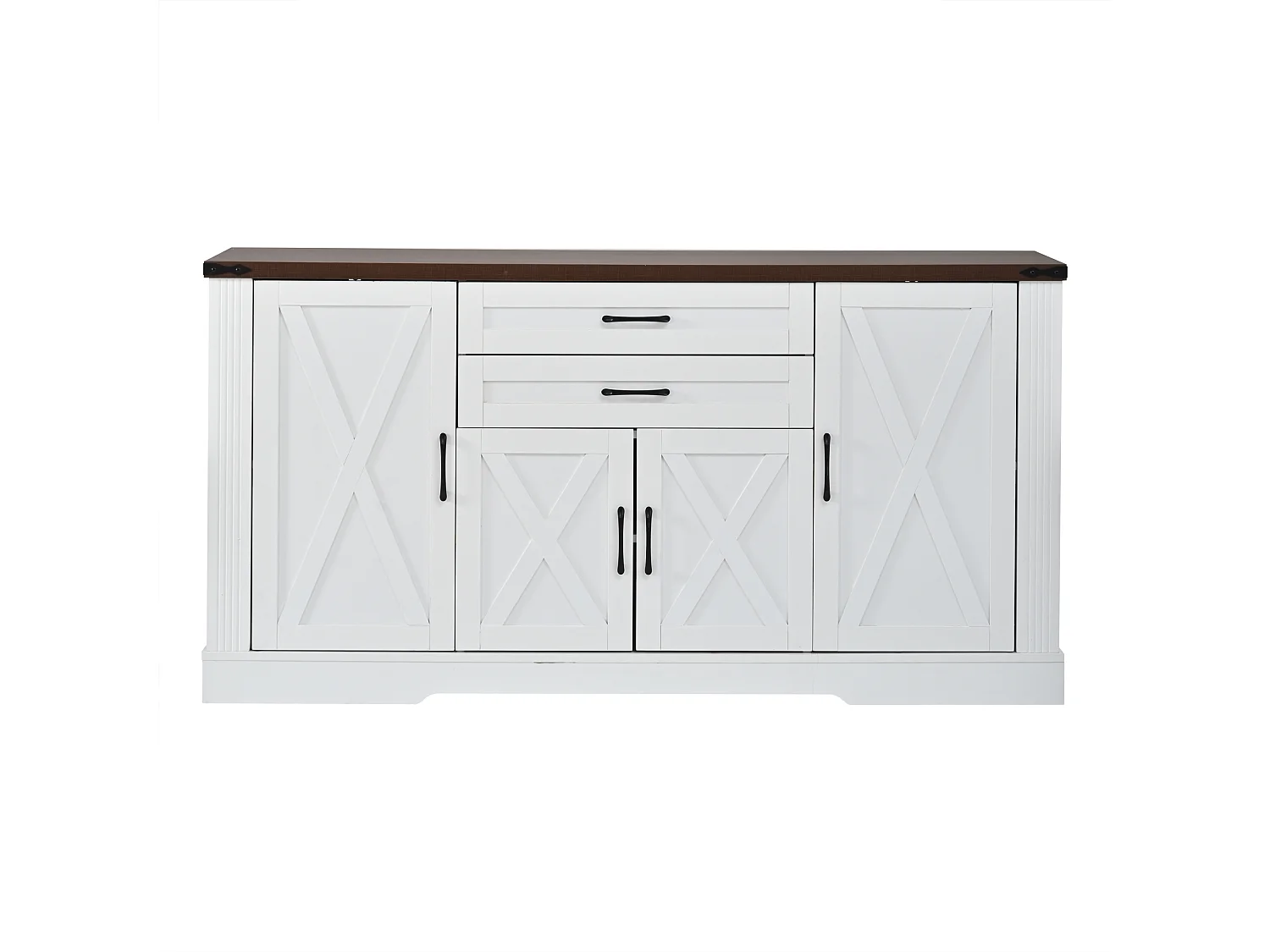 Buffet avec plateau 160x39x81,5 cm - Avec 4 portes et 2 tiroirs - Étagères réglables - MDF - Blanc