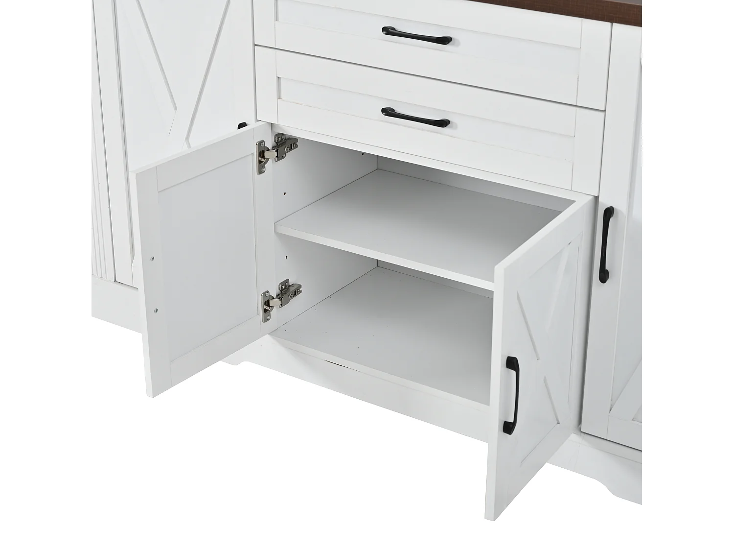 Buffet avec plateau 160x39x81,5 cm - Avec 4 portes et 2 tiroirs - Étagères réglables - MDF - Blanc