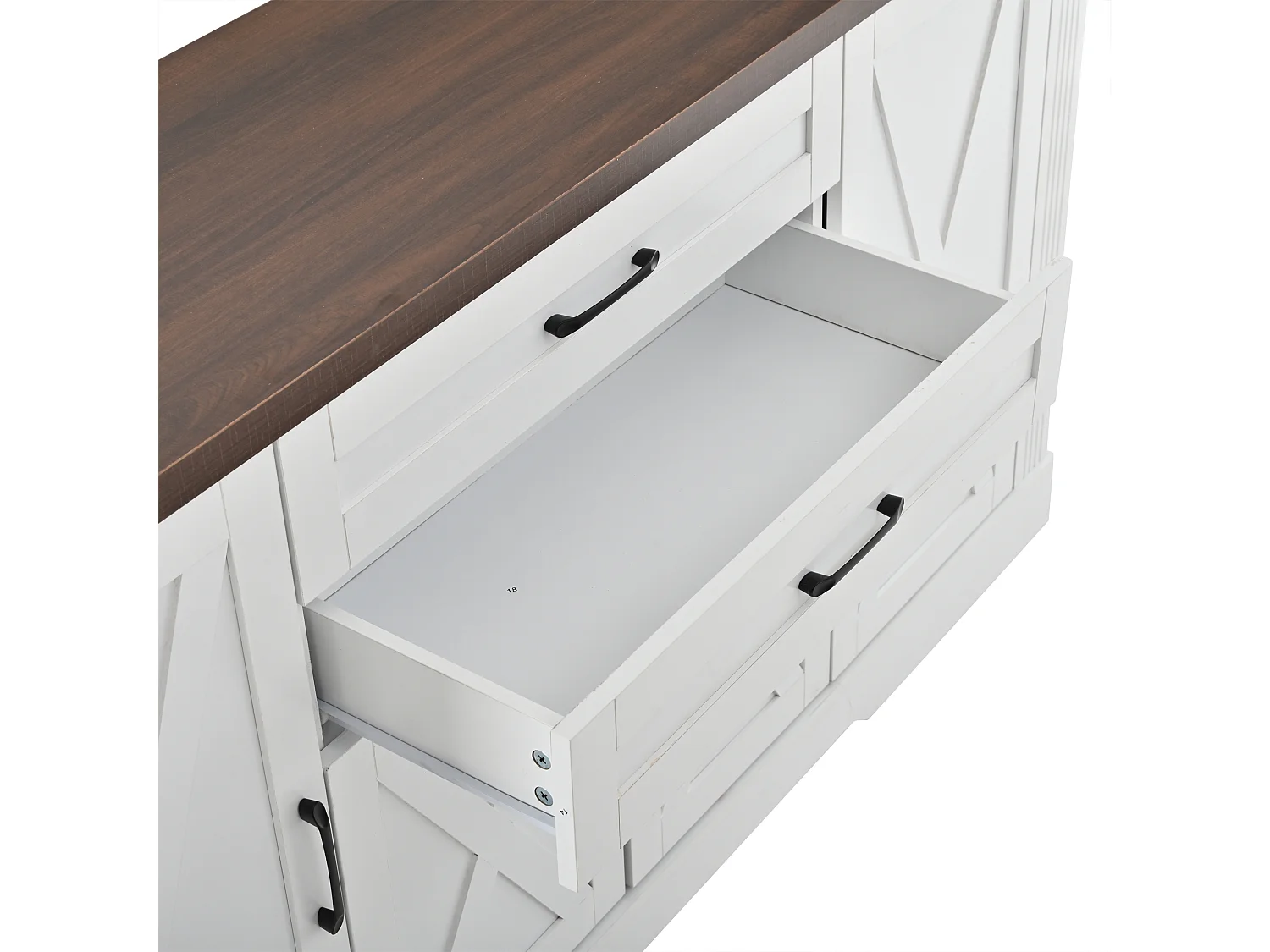 Buffet avec plateau 160x39x81,5 cm - Avec 4 portes et 2 tiroirs - Étagères réglables - MDF - Blanc