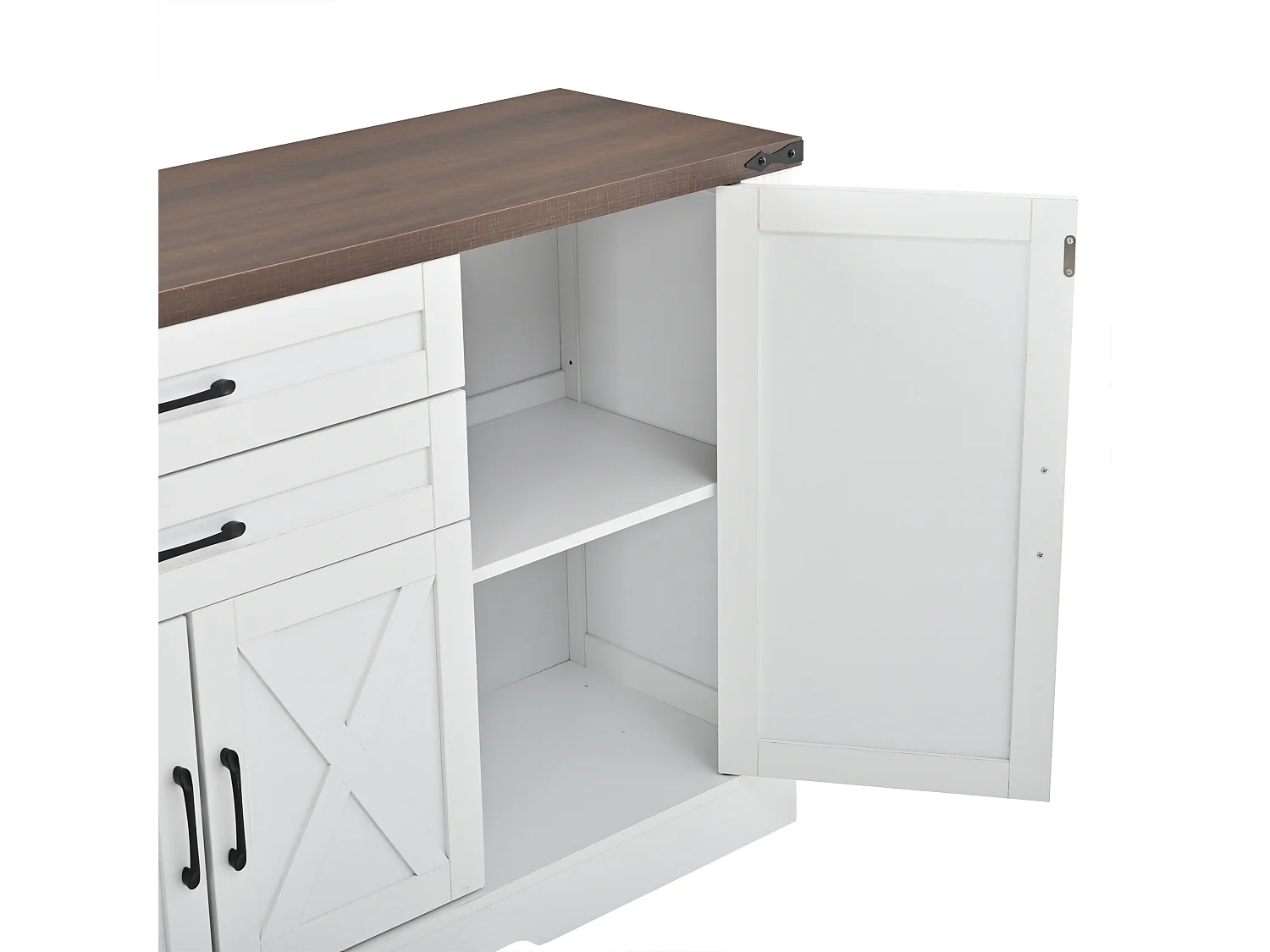 Buffet avec plateau 160x39x81,5 cm - Avec 4 portes et 2 tiroirs - Étagères réglables - MDF - Blanc