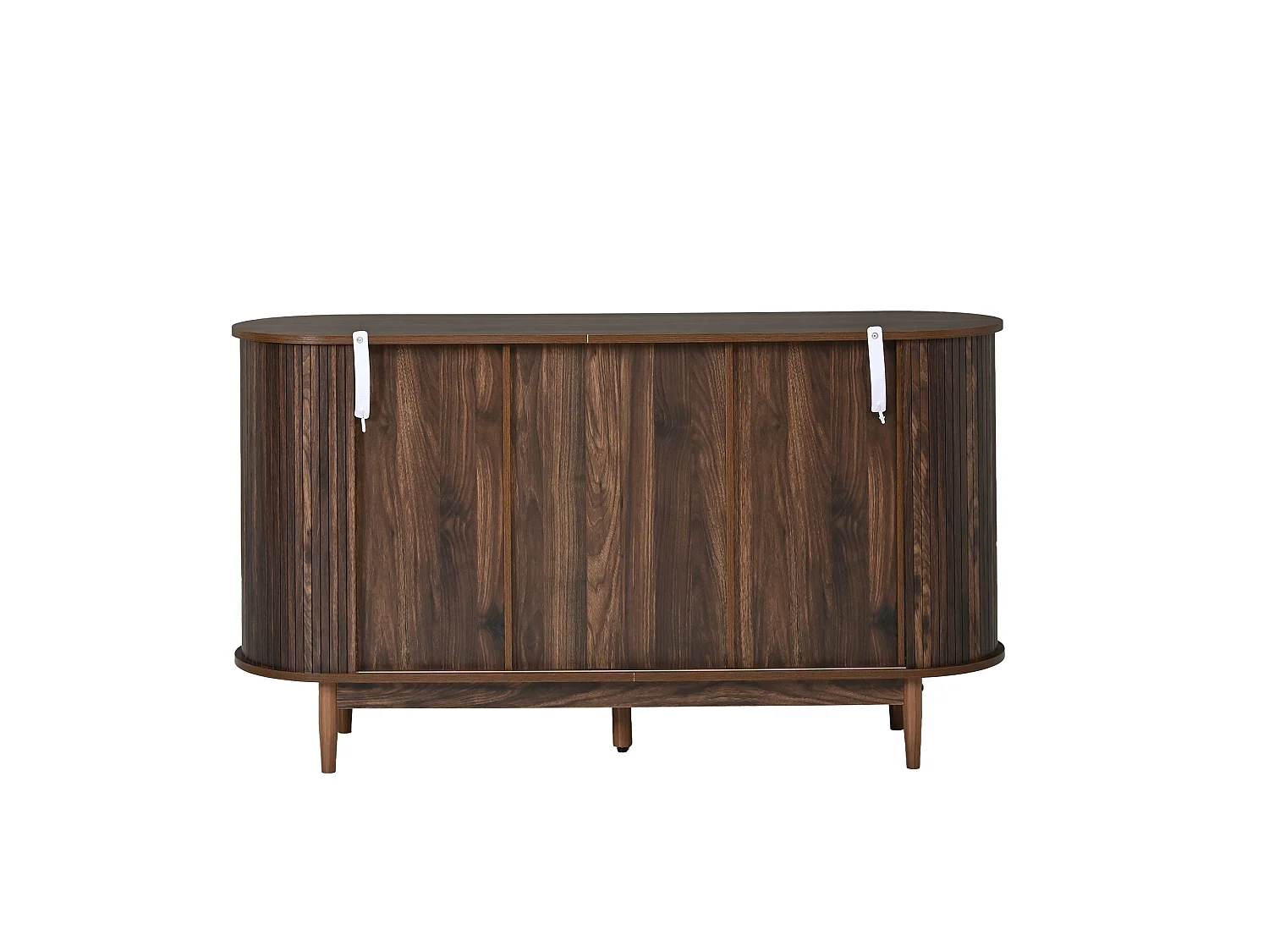 Buffet style rétro 140x40x78 cm - 2 portes coulissantes, 1 tiroir et étagères ouvertes - Plateau incurvé - Marron