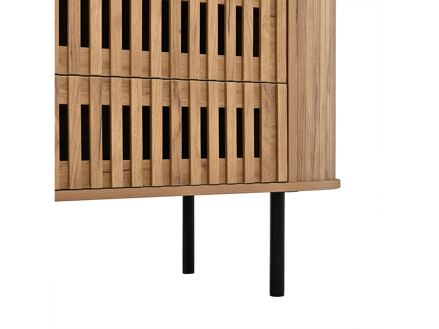 Buffet, commode moderne 160 x 40 x 70 cm - avec 6 tiroirs - Pieds en métal - Placage noyer - MDF - Naturel