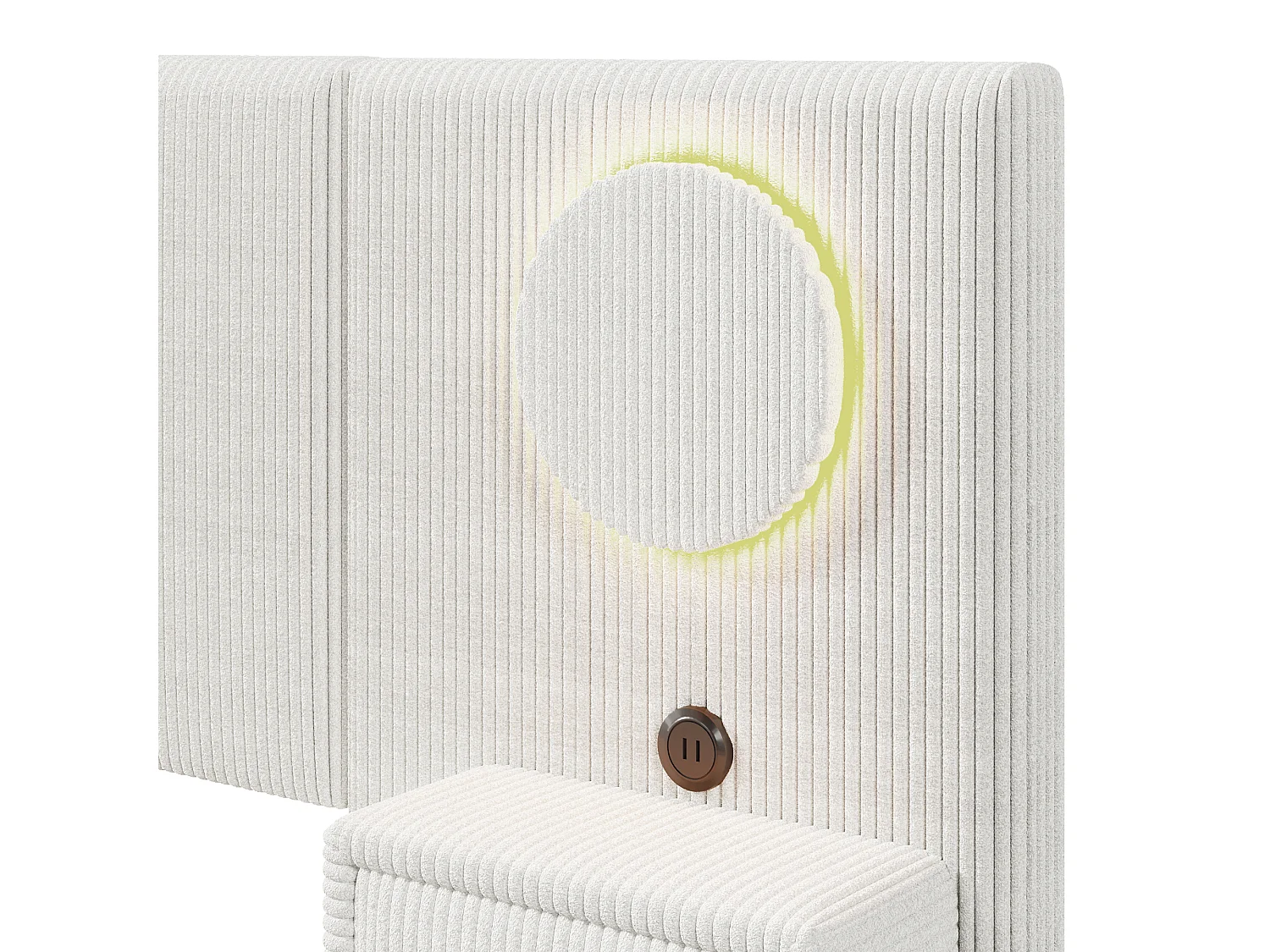 Lit capitonné 180x200 cm en velours français - Avec tête de lit LED, port USB et 2 tiroirs de chevet - Beige (Matelas non inclus)