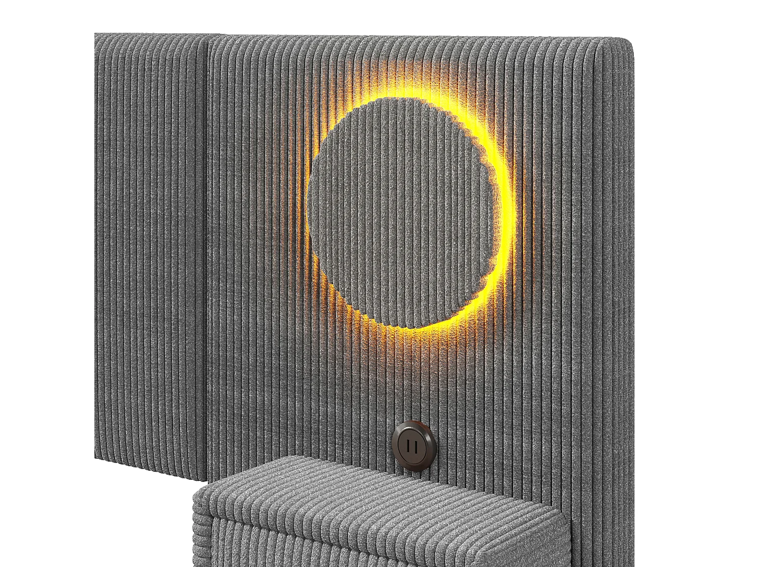 Lit capitonné 180x200 cm en velours français - Avec tête de lit LED, port USB et 2 tiroirs de chevet - Gris (Matelas non inclus)