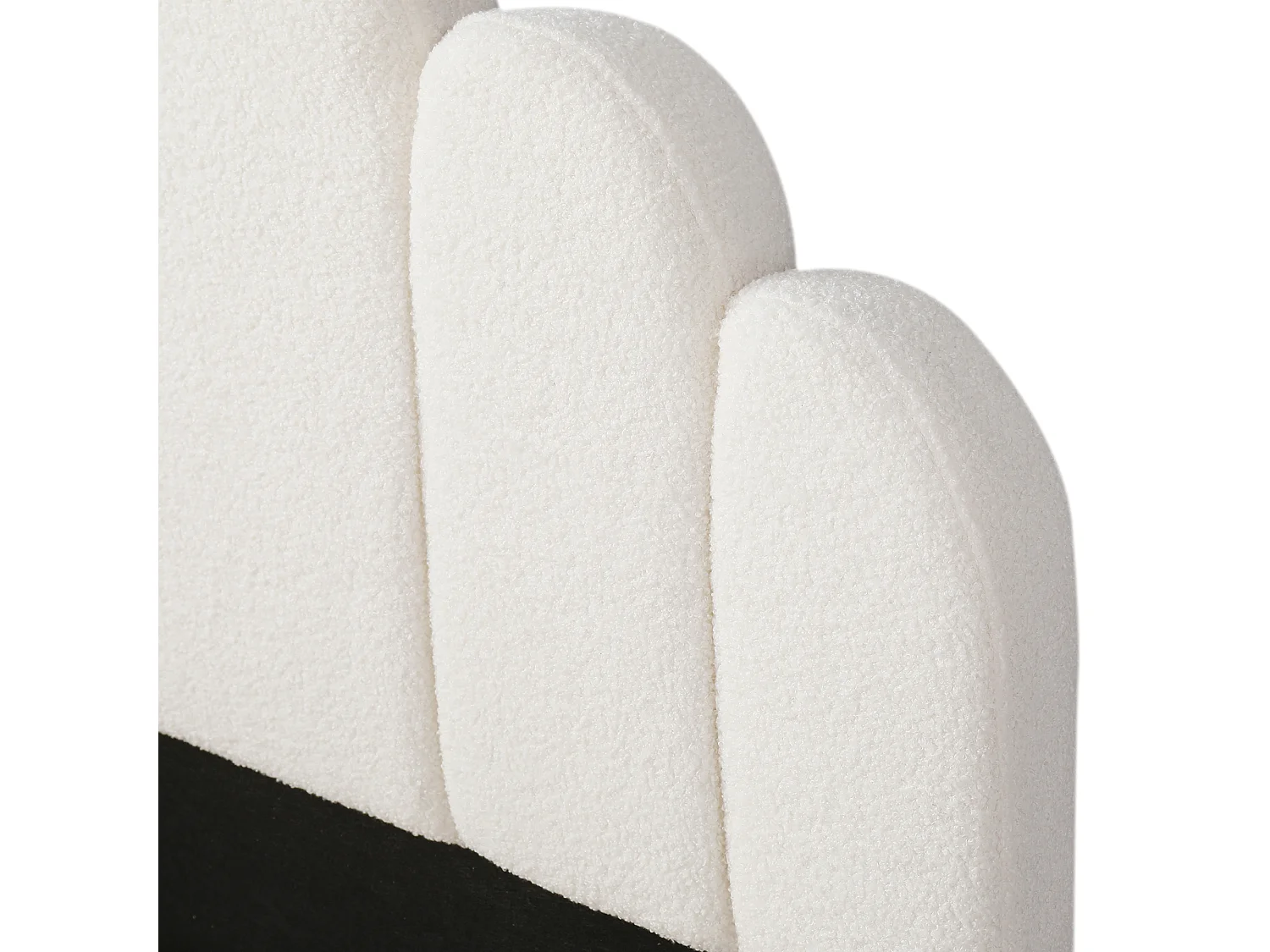 Kinderbett gepolstert 90 x 200 cm - Gepolstertes Kopfteil - Abgerundete Ecken - Bouclé-Stoff - Beige (Matratze nicht enthalten)