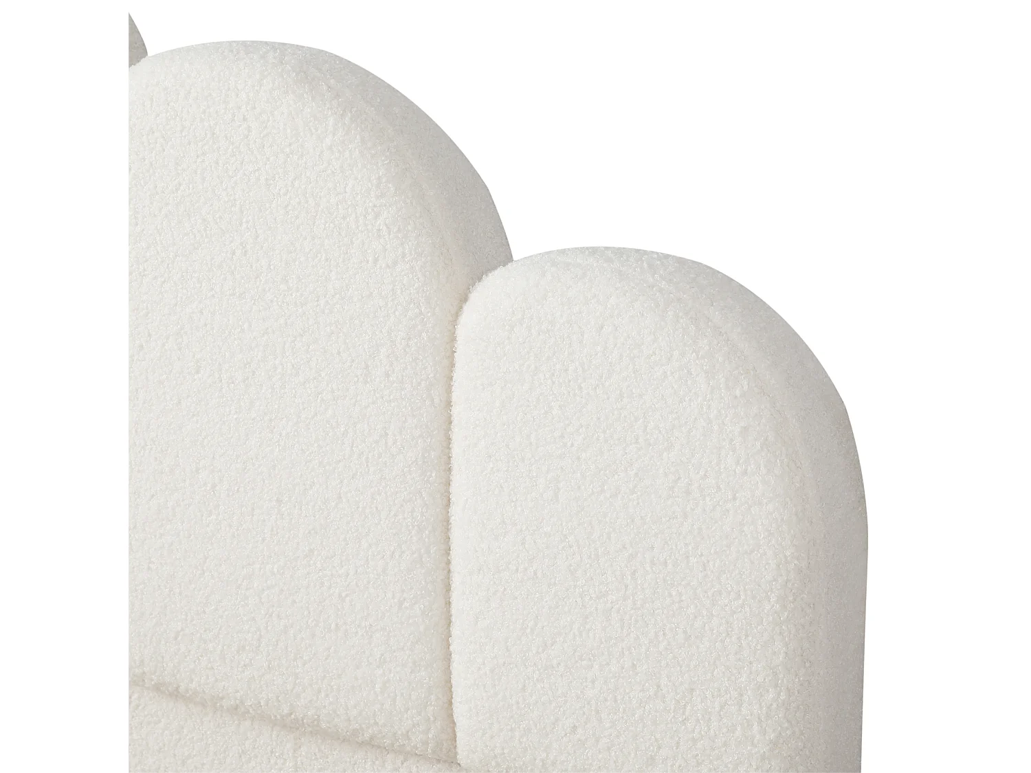 Lit enfant capitonné 140 x 200 cm - Tête de lit capitonnée - Coins arrondis - Tissu bouclé - Beige (Matelas non inclus)
