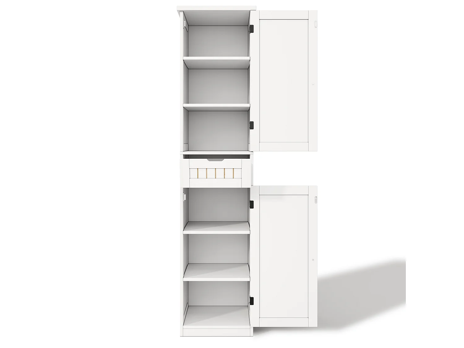 Colonne de rangement avec 2 portes, 1 tiroir et 4 étagères réglables, buffet de cuisine - 40 x 30 x 170 cm - MDF - Blanc