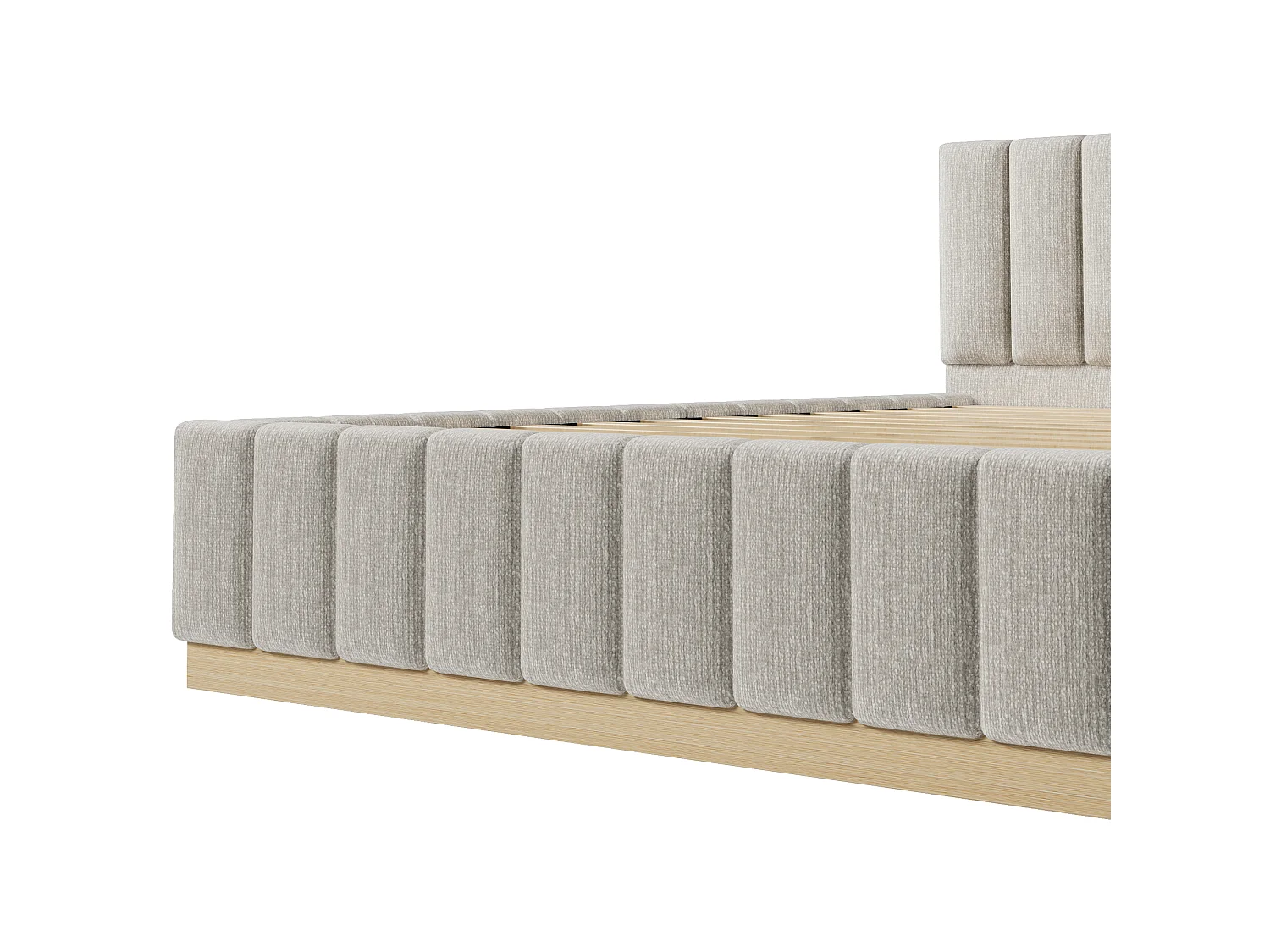 Lit double capitonné 180 x 200 cm - sommier à lattes - avec tête de lit - gris (matelas non inclus)