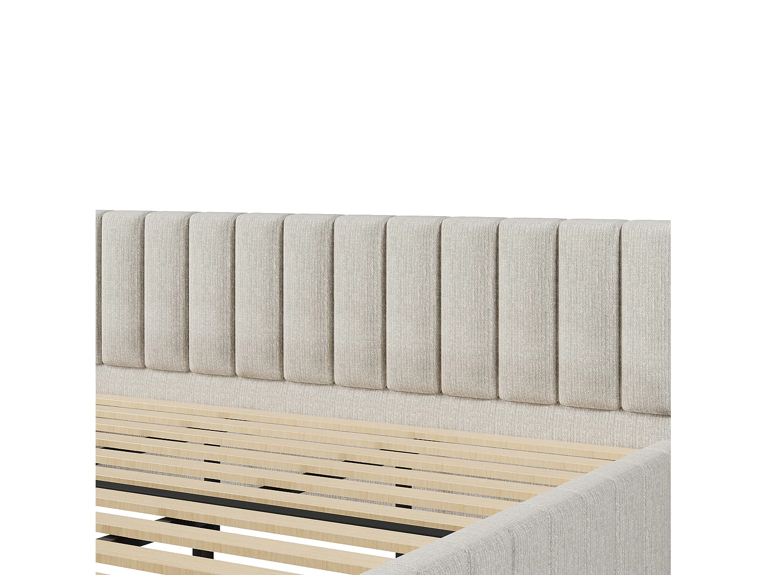 Lit double capitonné 180 x 200 cm - sommier à lattes - avec tête de lit - gris (matelas non inclus)