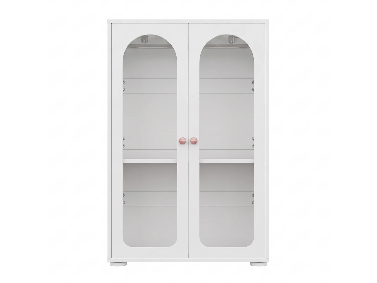 Armoire enfant 80x50x120 cm - Avec tringle - 2 portes en acrylique - Poignées en céramique - Finition peinte - Blanc