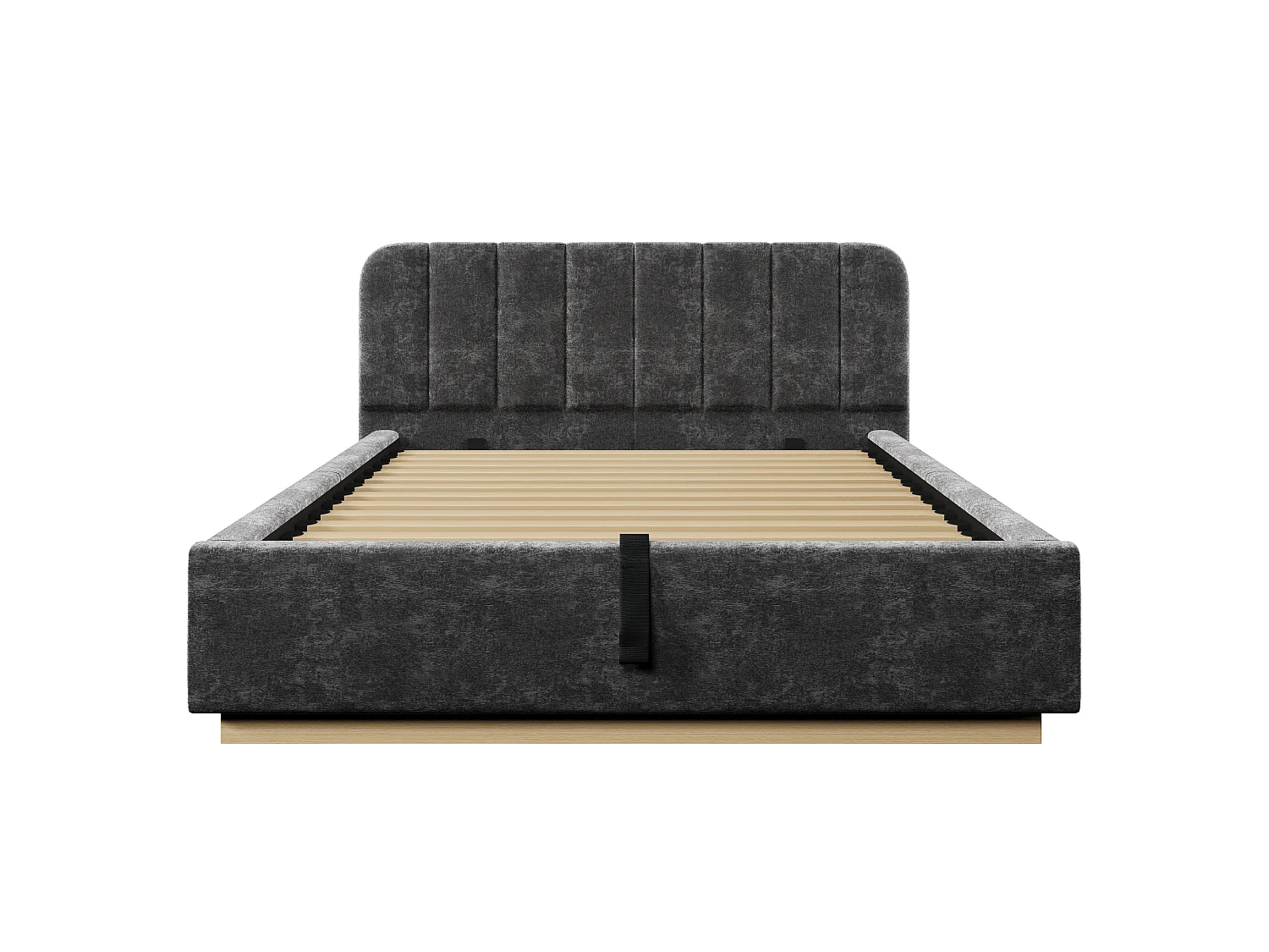 Lit coffre capitonné 140 x 200 cm - avec tête de lit capitonnée - avec bande lumineuse LED - gris (matelas non inclus)