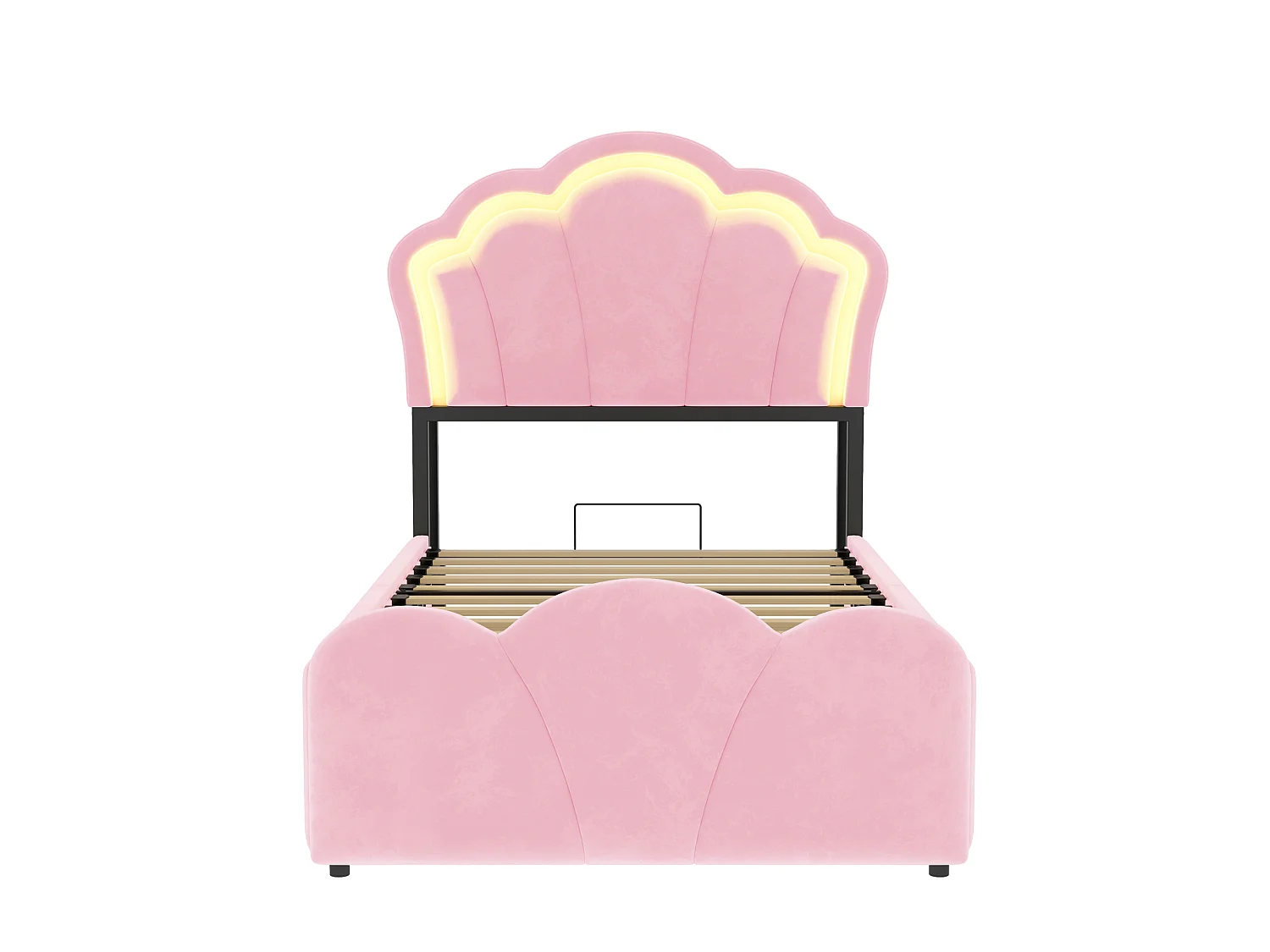 Lit coffre capitonné 90 x 200 cm - avec lumière LED - avec prise électrique intégrée - rose (matelas non inclus)