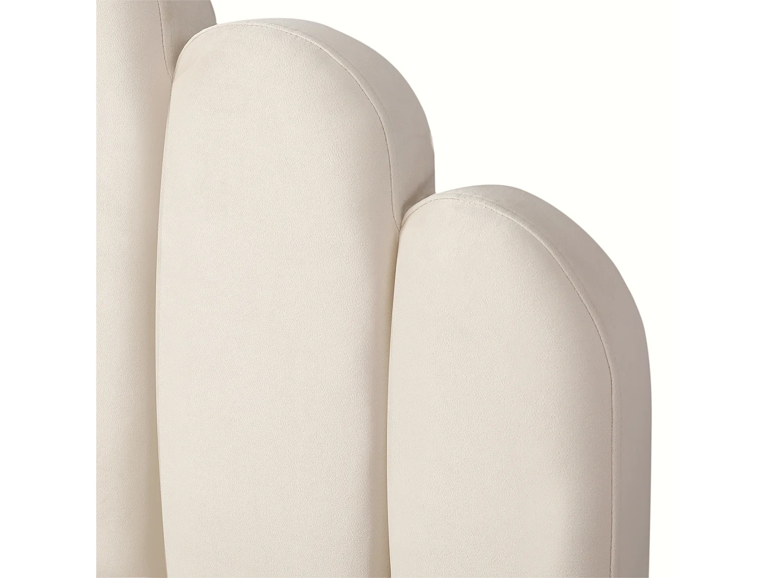 Lit enfant capitonné 90 x 200 cm - Tête de lit capitonnée - Coins arrondis - Tissu velours - Beige (Matelas non inclus)