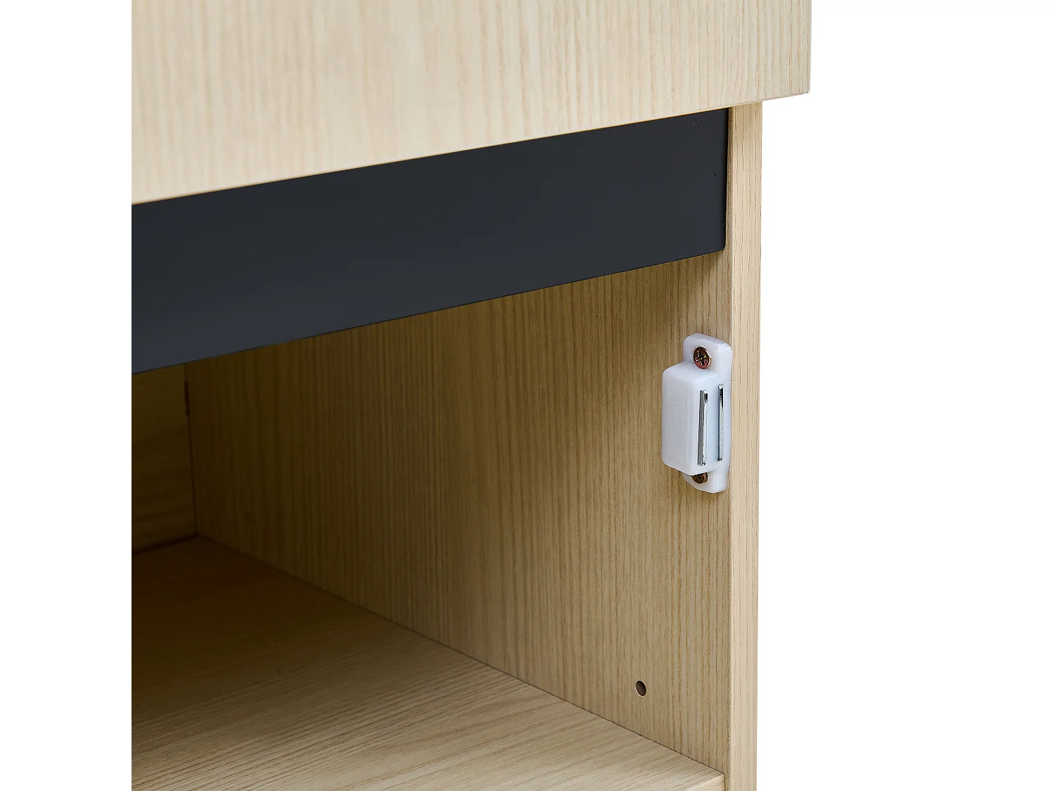 Kledingkast met spiegel over de volledige lengte, uitschuifbare kledingstang en opbergruimte – 54 x 34,5 x 179,5 cm – MDF – Natuurlijk hout