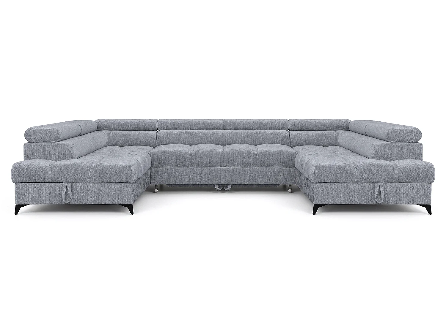 Canapé d'angle en U convertible 6 places tissu chenille gris BEVIANO U