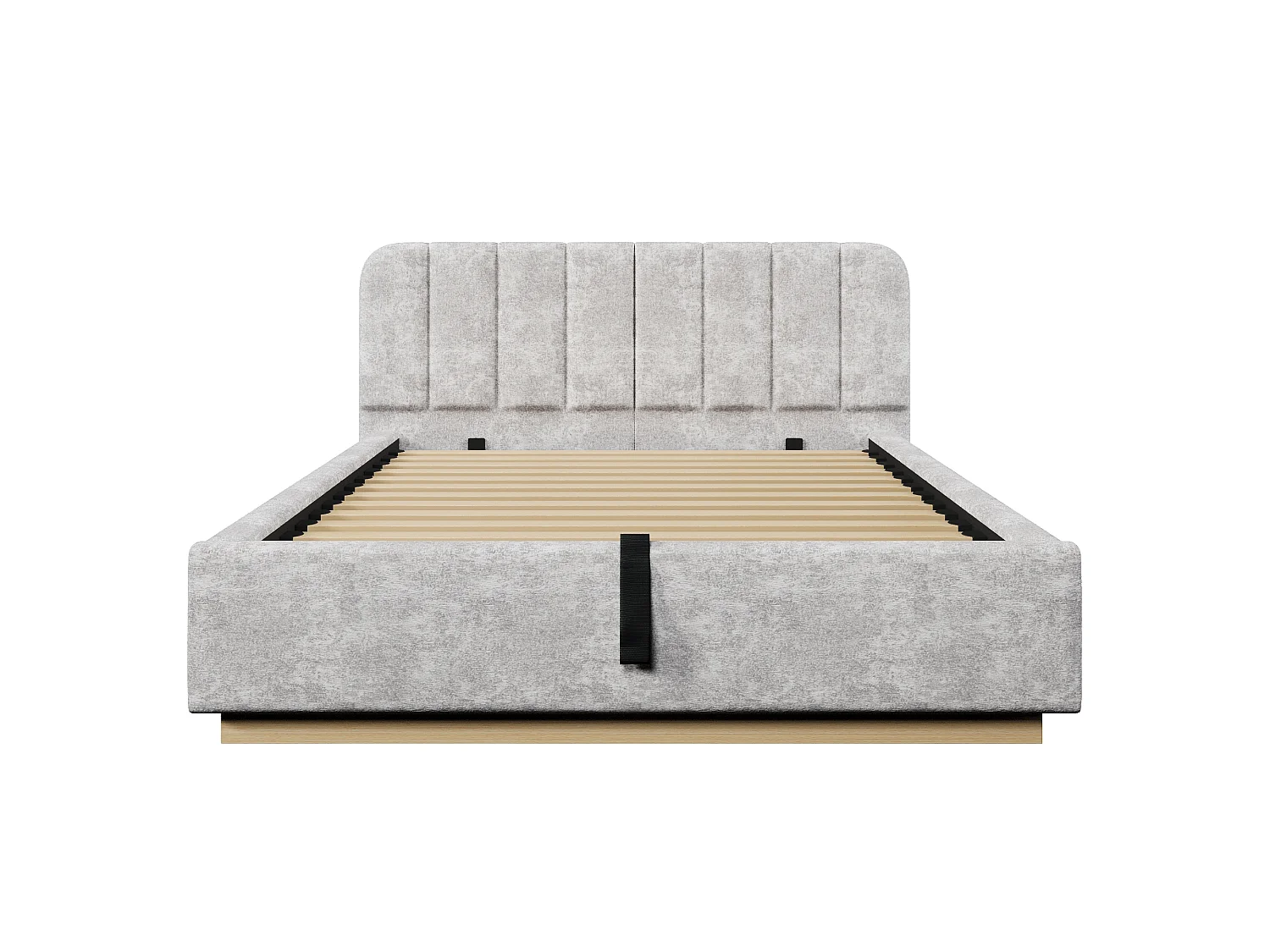 Lit coffre capitonné 140 x 200 cm - avec tête de lit capitonnée - avec bande lumineuse LED - gris clair (matelas non inclus)