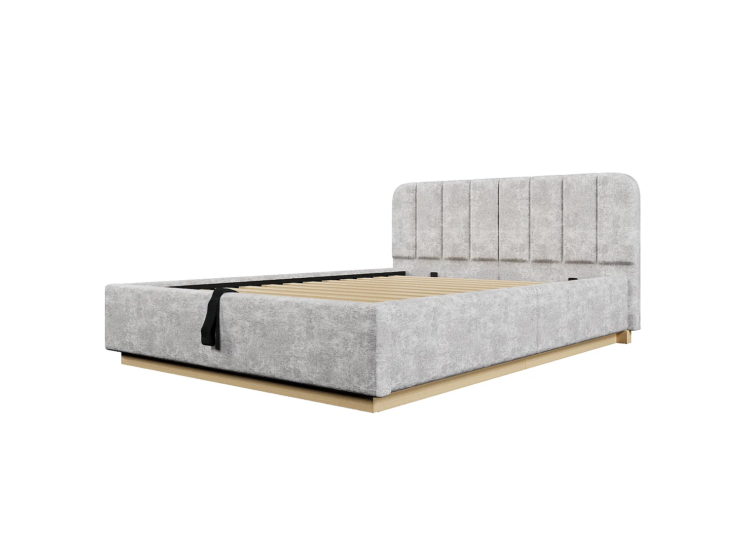 Lit coffre capitonné 140 x 200 cm - avec tête de lit capitonnée - avec bande lumineuse LED - gris clair (matelas non inclus)