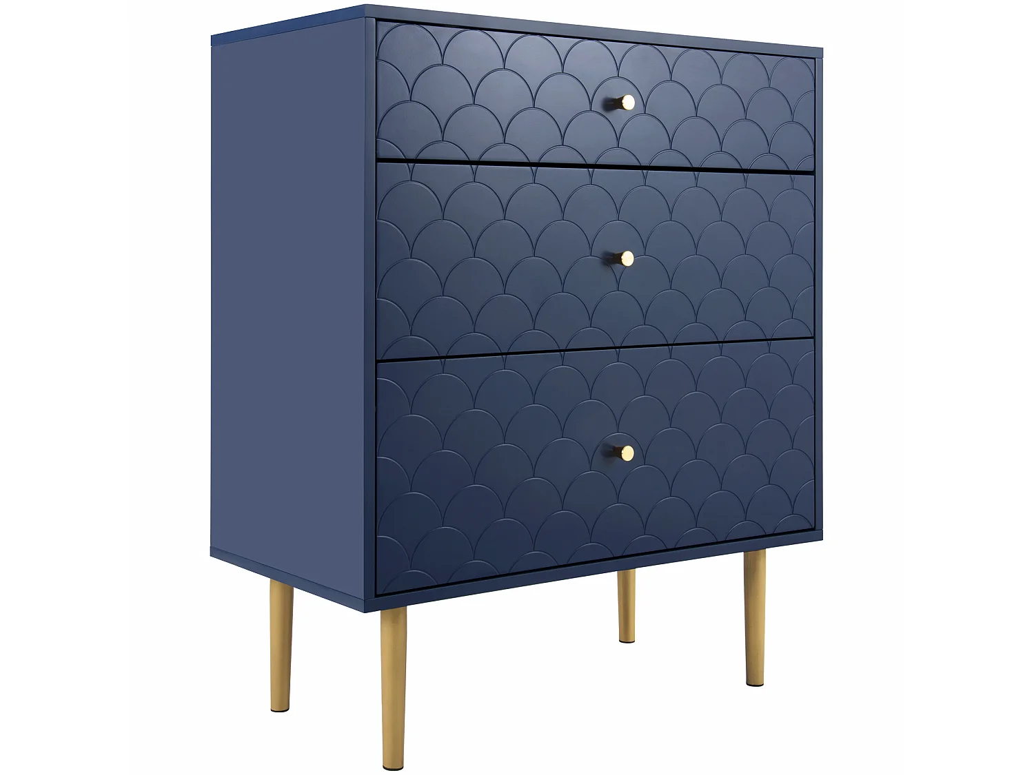 Cassettiera a 3 cassetti - 75 x 40 x 89 cm - Truciolato + gambe in metallo - Blu navy