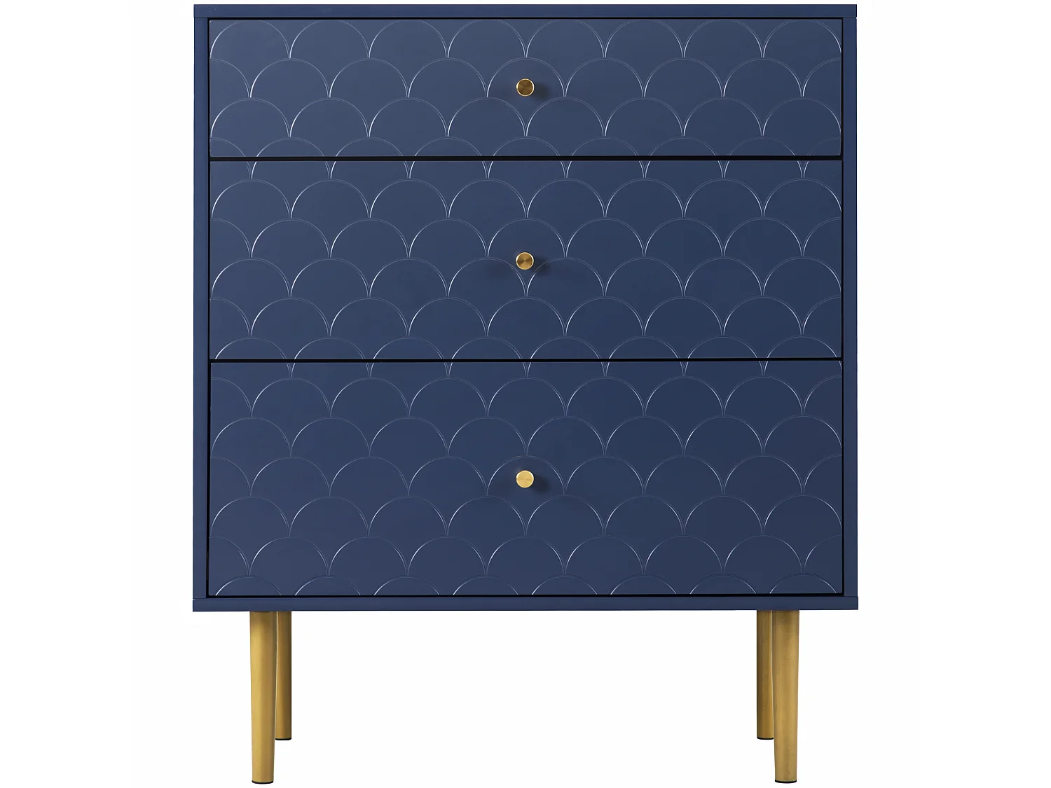 Cassettiera a 3 cassetti - 75 x 40 x 89 cm - Truciolato + gambe in metallo - Blu navy