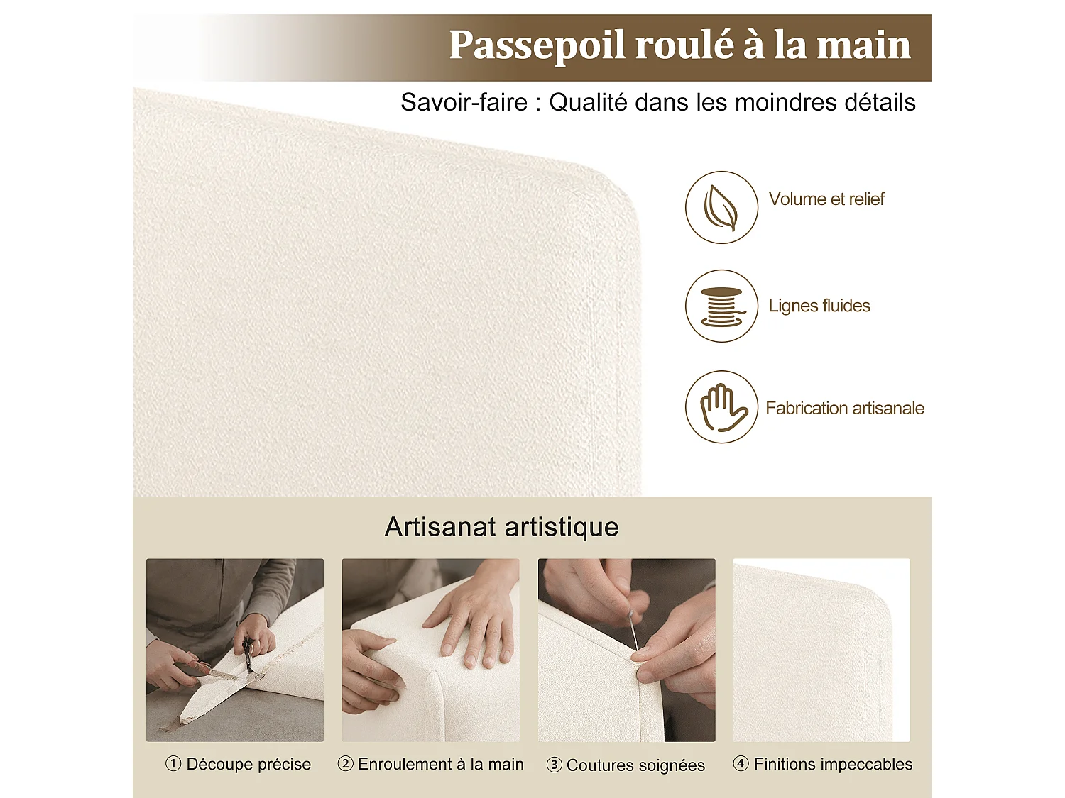 Lit coffre enfant 90 x 200 cm avec rangement hydraulique et panneaux latéraux réversibles - Bouclé - Beige (Sans matelas)