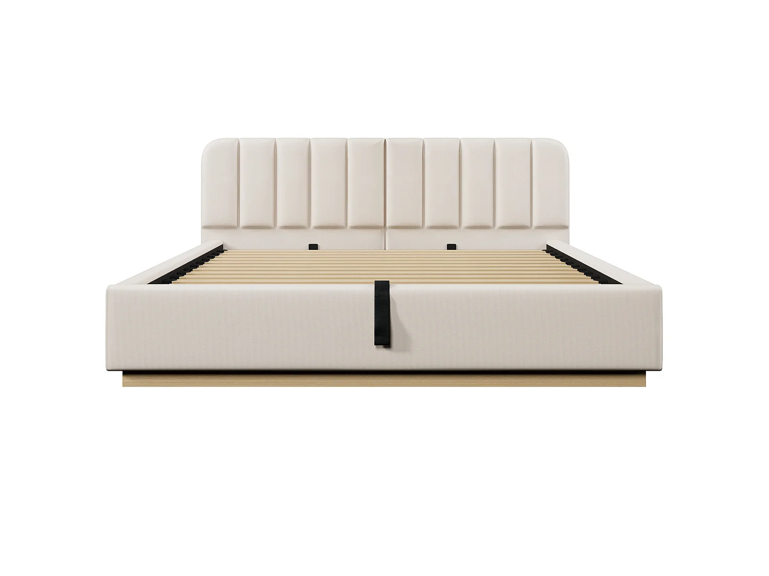 Lit coffre capitonné 180 x 200 cm - avec tête de lit capitonnée - avec bande lumineuse LED - beige (matelas non inclus)