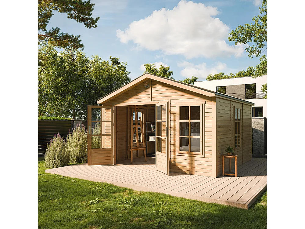 Houten tuinhuis - 13.24 m² / 394x382xH267 cm - M735A