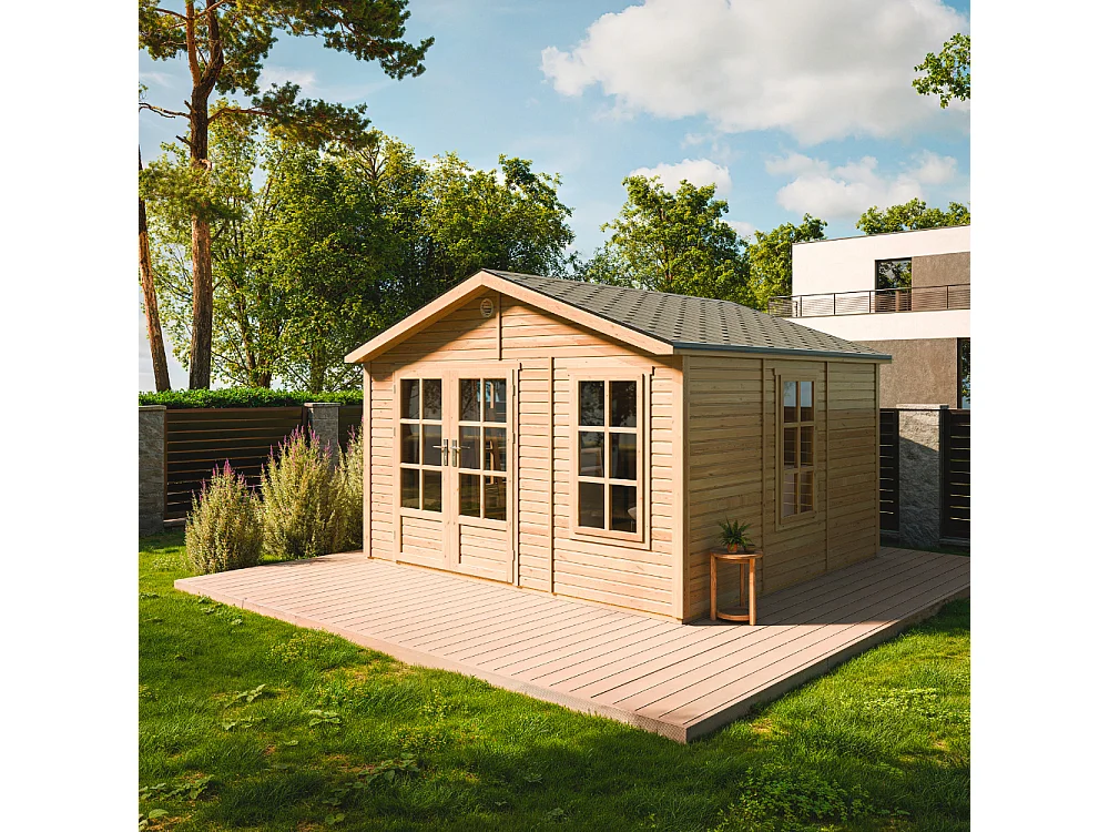 Abri de jardin en bois - 13.24 m² / 394x382xH267 cm - M735A