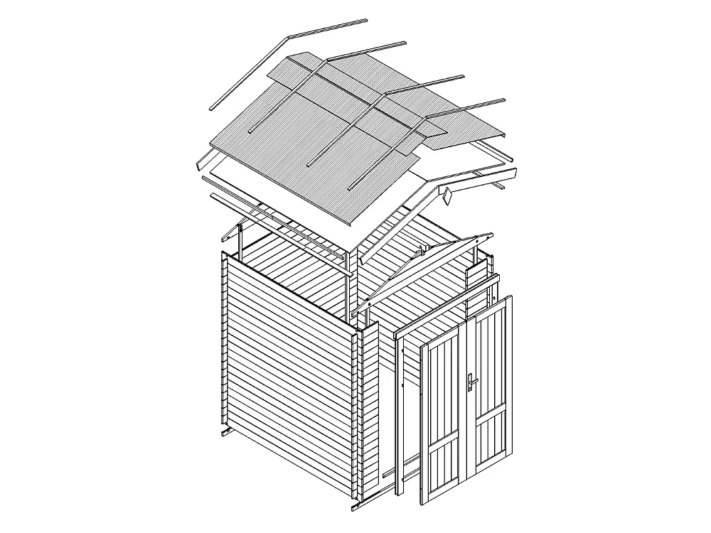 Houten Tuinhuis zonder Vloer -  4.33 m² / 226x236xH218 cm - M369F1