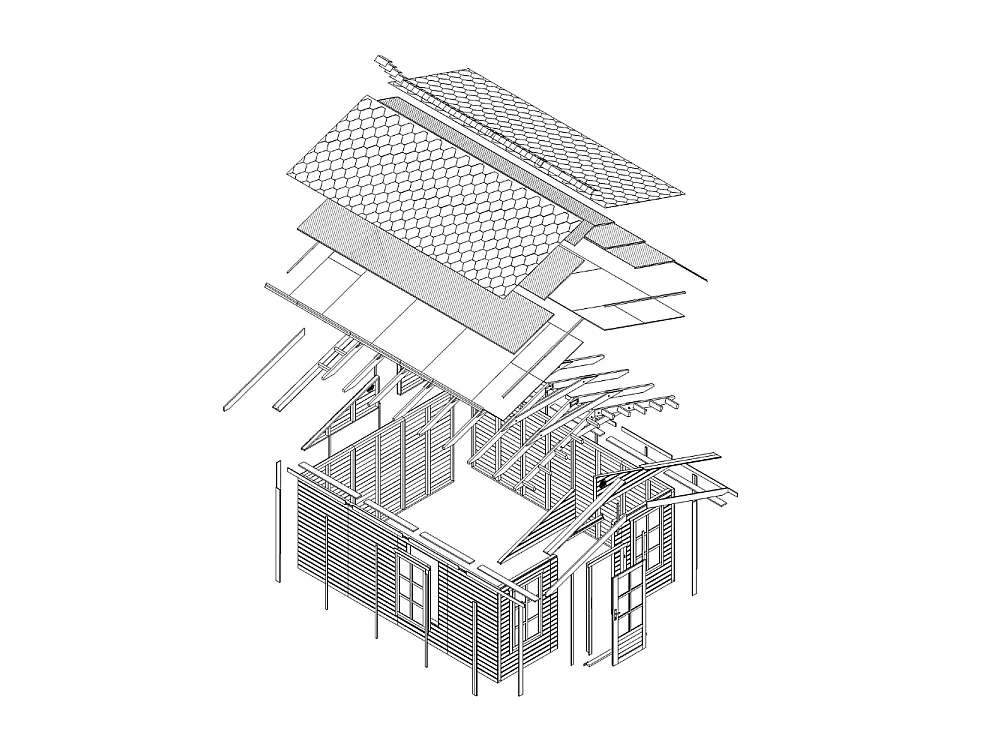 Houten tuinhuis - 17.61 m² / 512x382xH267 cm - M736