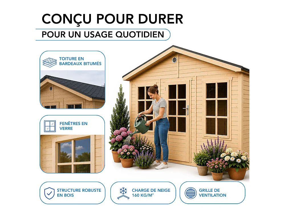 Houten tuinhuis - 17.61 m² / 512x382xH267 cm - M736