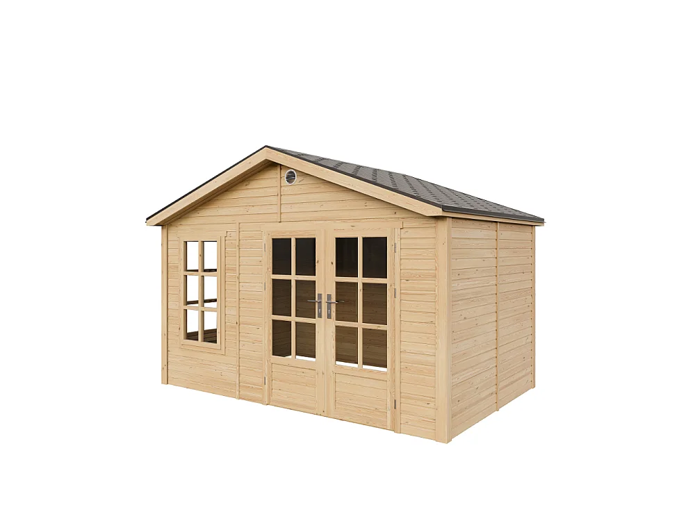 Abri de jardin en bois - 8.88 m² / 276x382xH267 cm - M734A