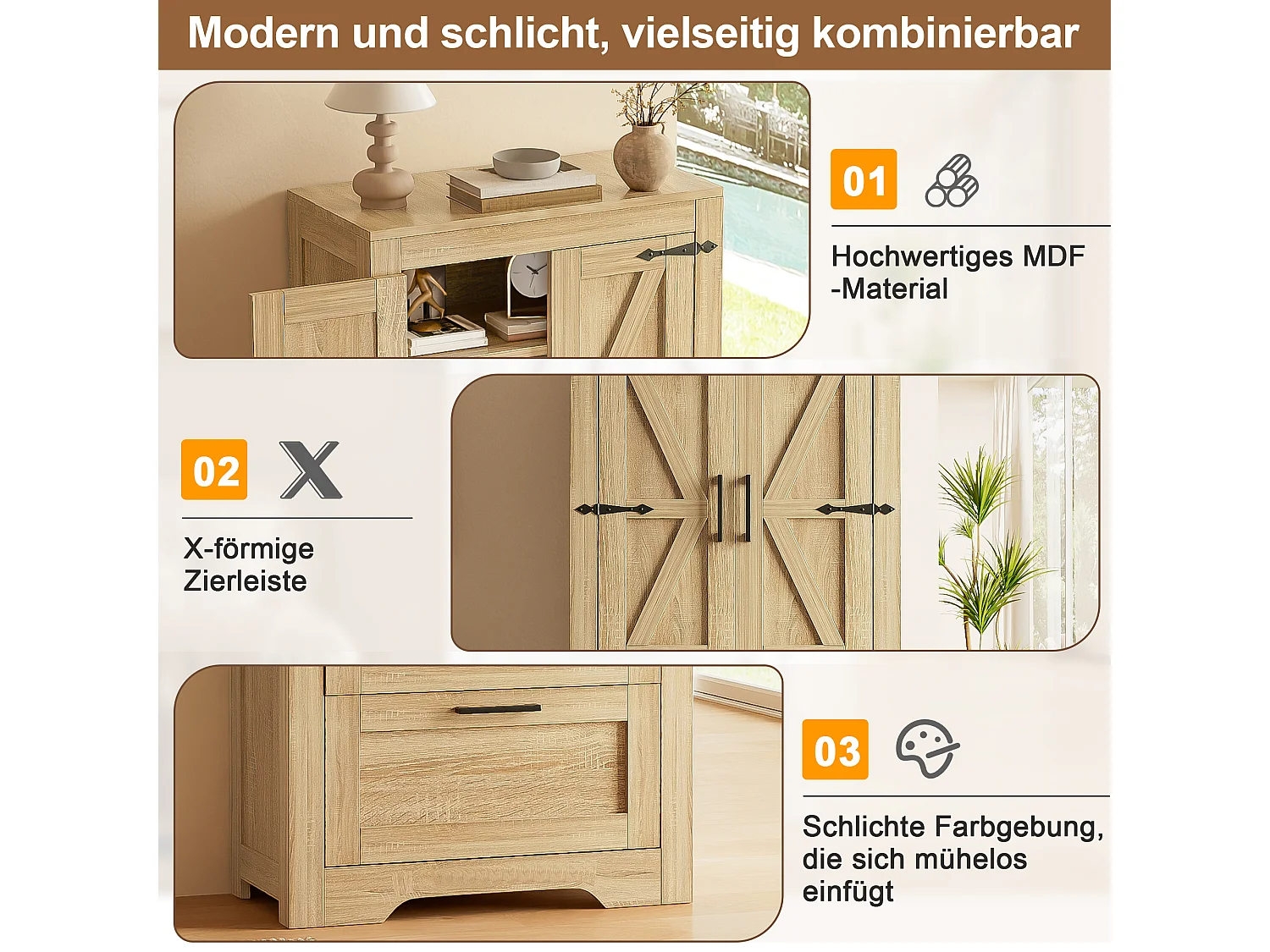 Buffet de cuisine 60x30x128cm - avec 2 portes et 2 tiroirs - étagère réglable - style campagnard - Naturel